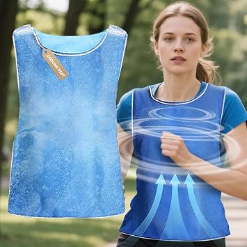 Evaporative Ice Cooling Vest for Men - Body Cold Jacket for Women MS Motorcycle Sport Working for Hot Summer Weather Heatstroke Prevention