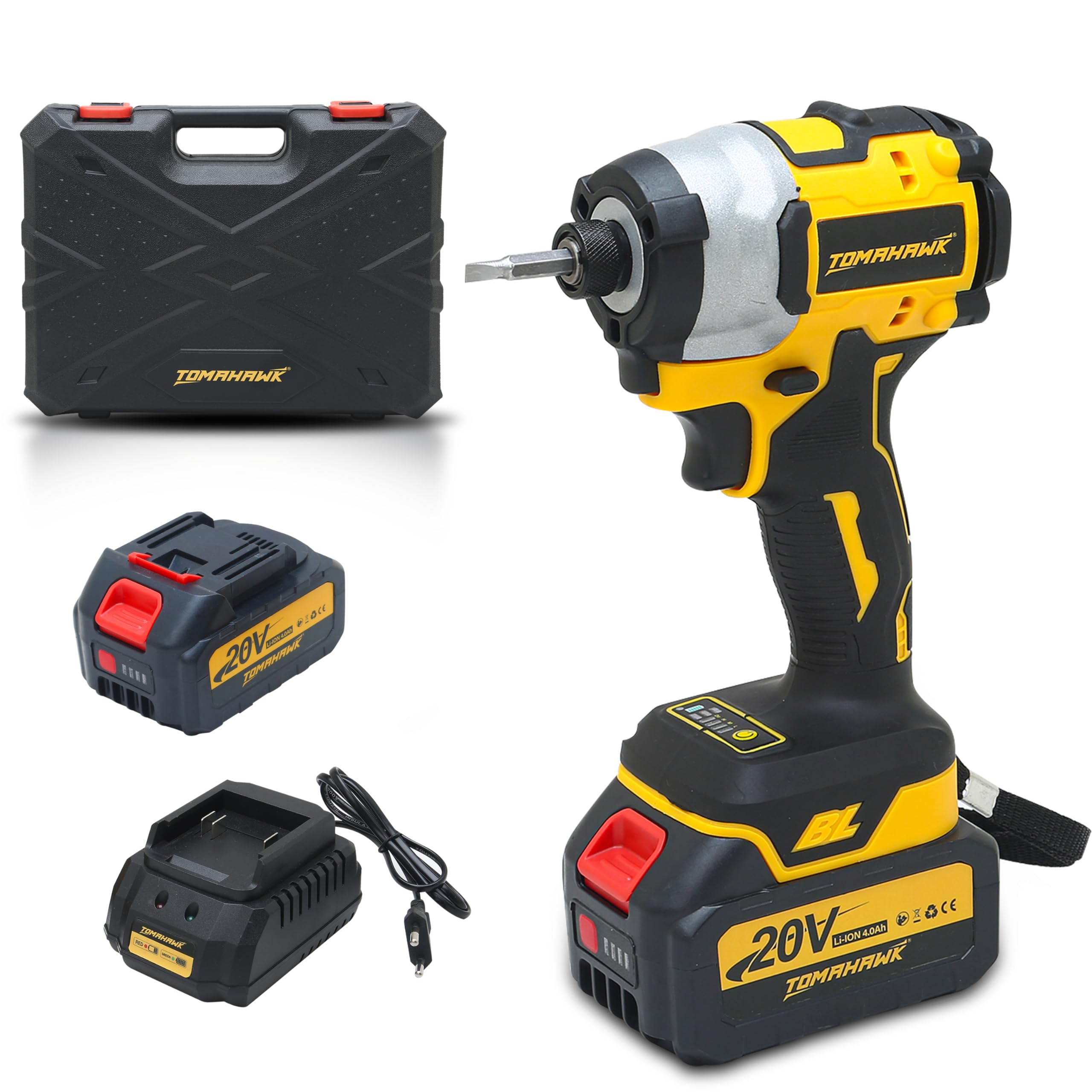 TOMAHAWK® T-082-BSD Brushless Cordless Screwdriver/Impact Driver - 2 Battery with 20V, 4.0Ah, 160 Nm, 2400 RPM 10Mm Chuck capacity 2 Speed Mode-image-14
