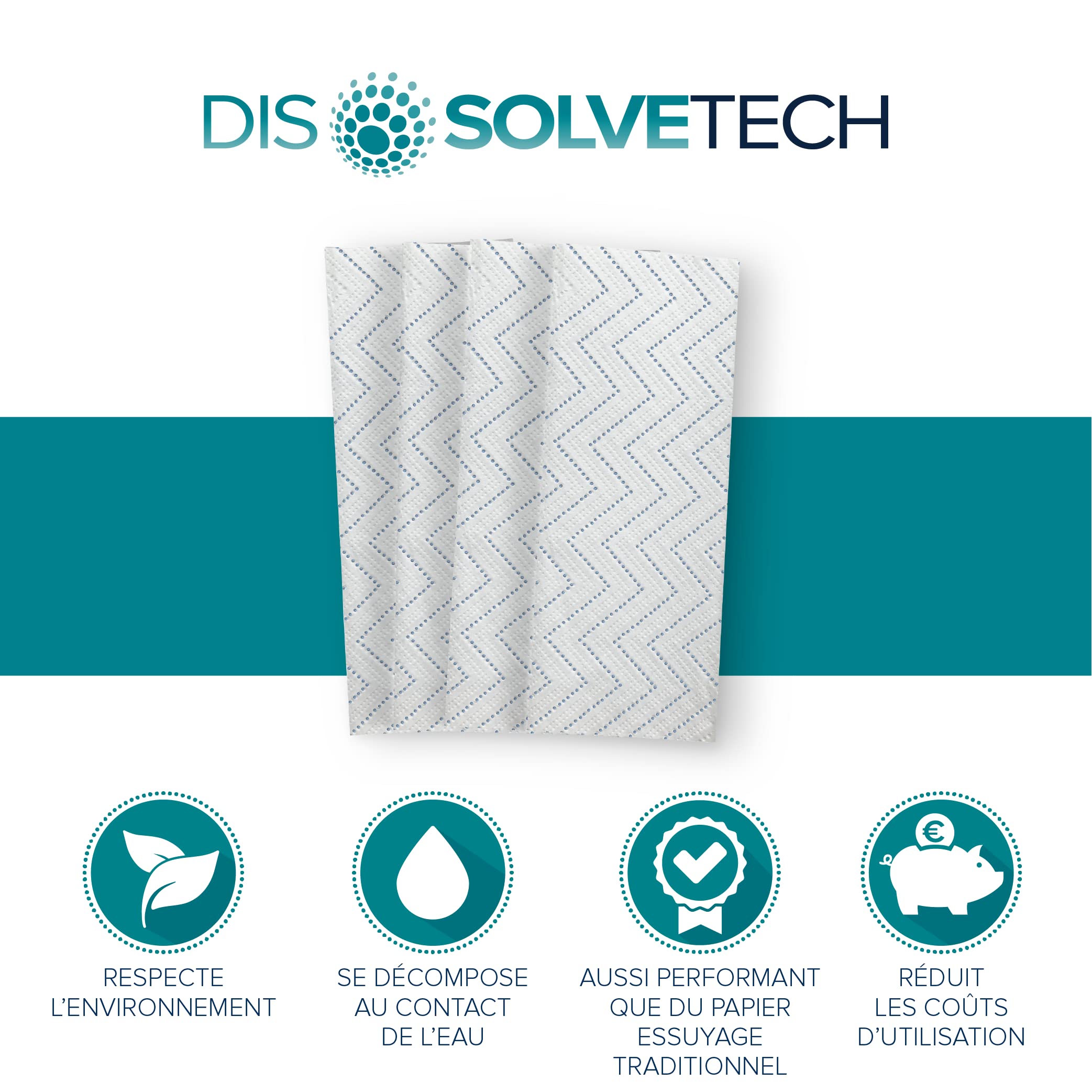 Papernet Dissolve Tech - Essuie-mains Pliée en V 411169, 3150 Serviettes Jetables en Papier, 2 Plis, Dimensions Ouvertes 22x21 cm
