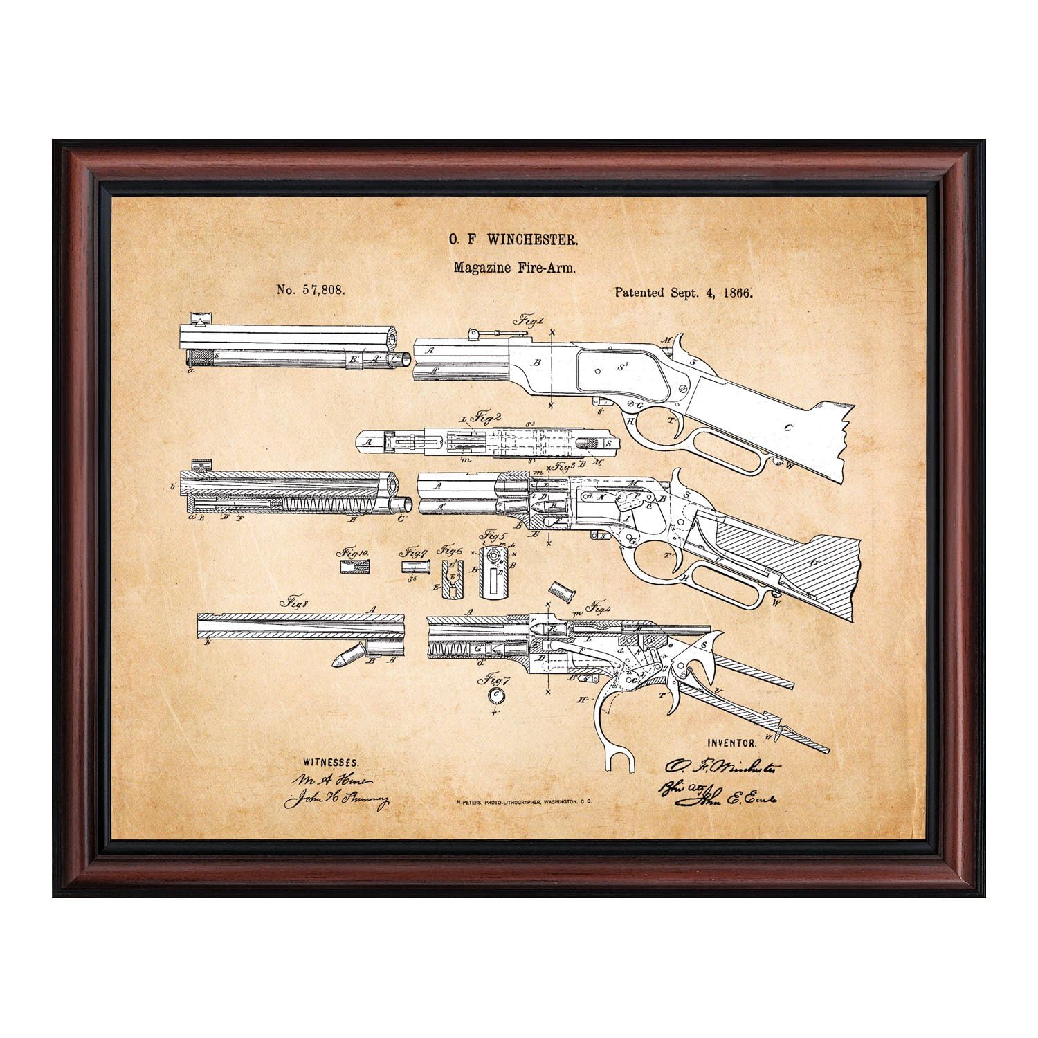 Amazon.com: Winchester Wall Art, Framed Patent Print of Winchester