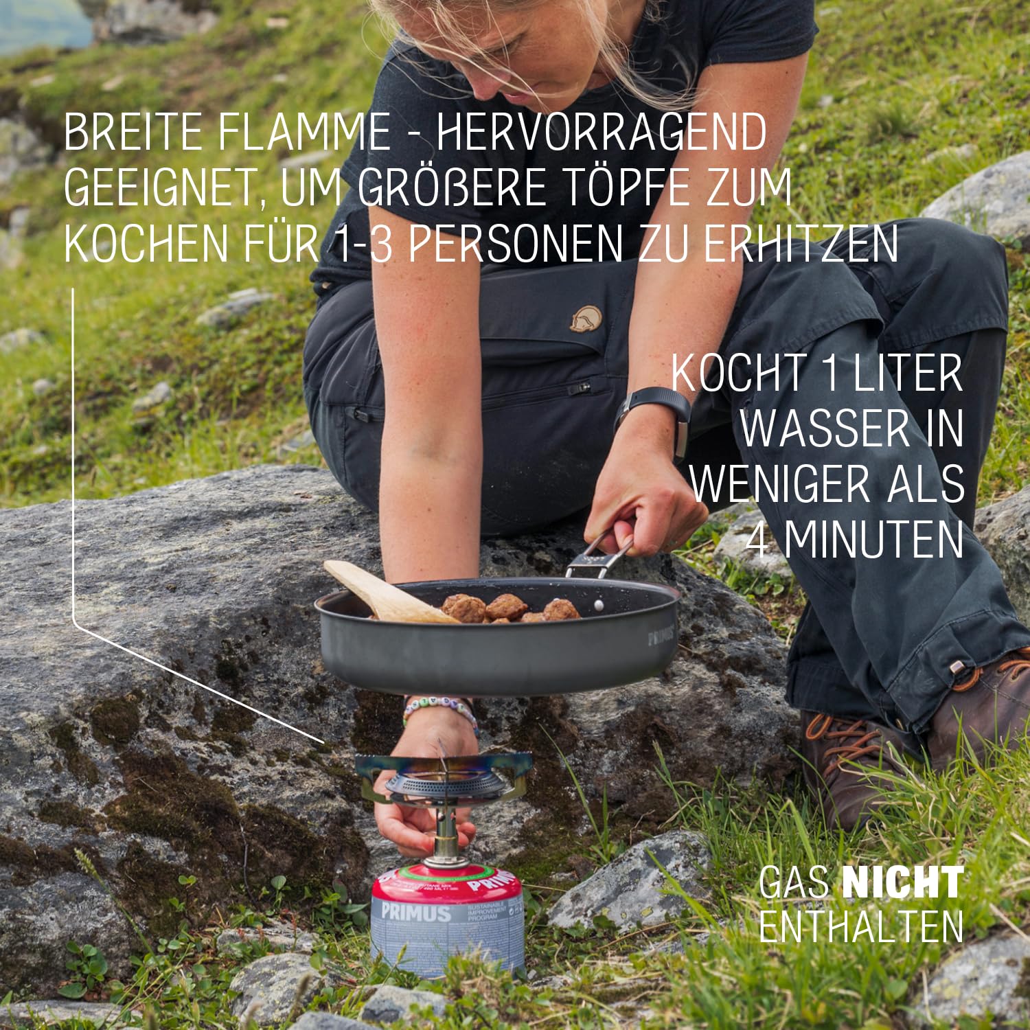 Primus Campingkocher Set - Mimer Stove Kit II - Camping Kochset mit 1x Gaskocher, 1x Pfanne & 2x Töpfe - Outdoor Kochgeschirr mit Primus Gaskocher Camping - Kochgeschirr Outdoor - Outdoor Kochset