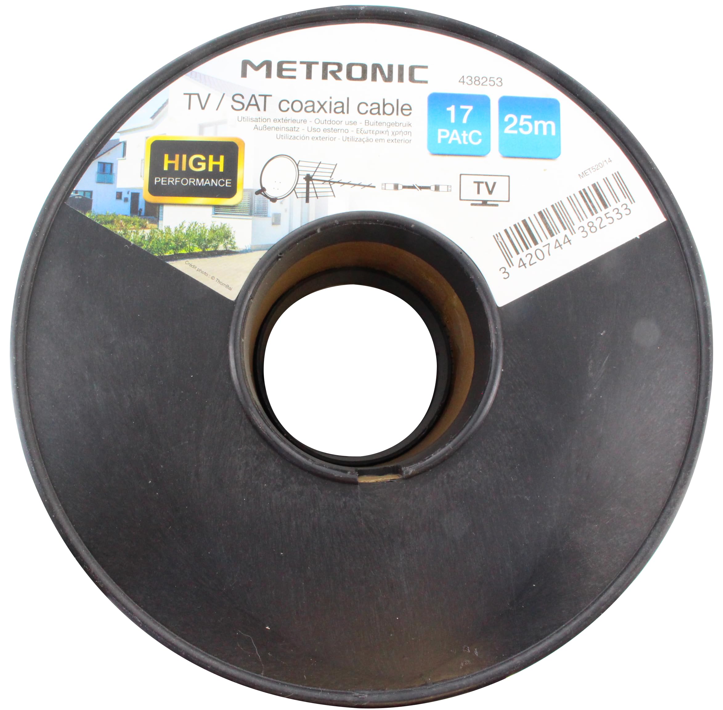Metronic Pack Antenne TV extérieure UHF 13 éléments + Câble coaxial TV/Sat prêt à connecter – Réception TNT HD, Installation extérieure, Solution complète de raccordement
