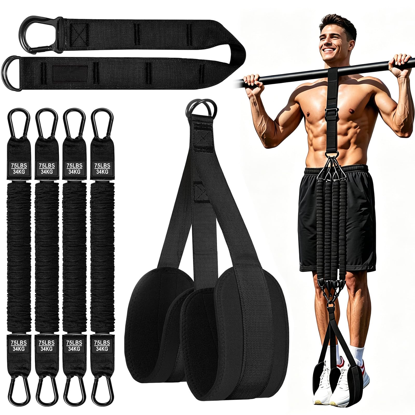 Pull Up Assistance Bands, Adjustable Resistance, 4 Bands, Heavy Duty