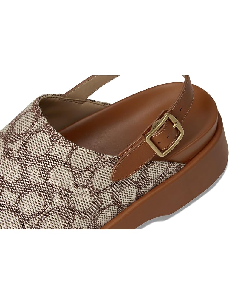Gray COACH Sculpted C Platform Clog In Signature Textile Jacquard