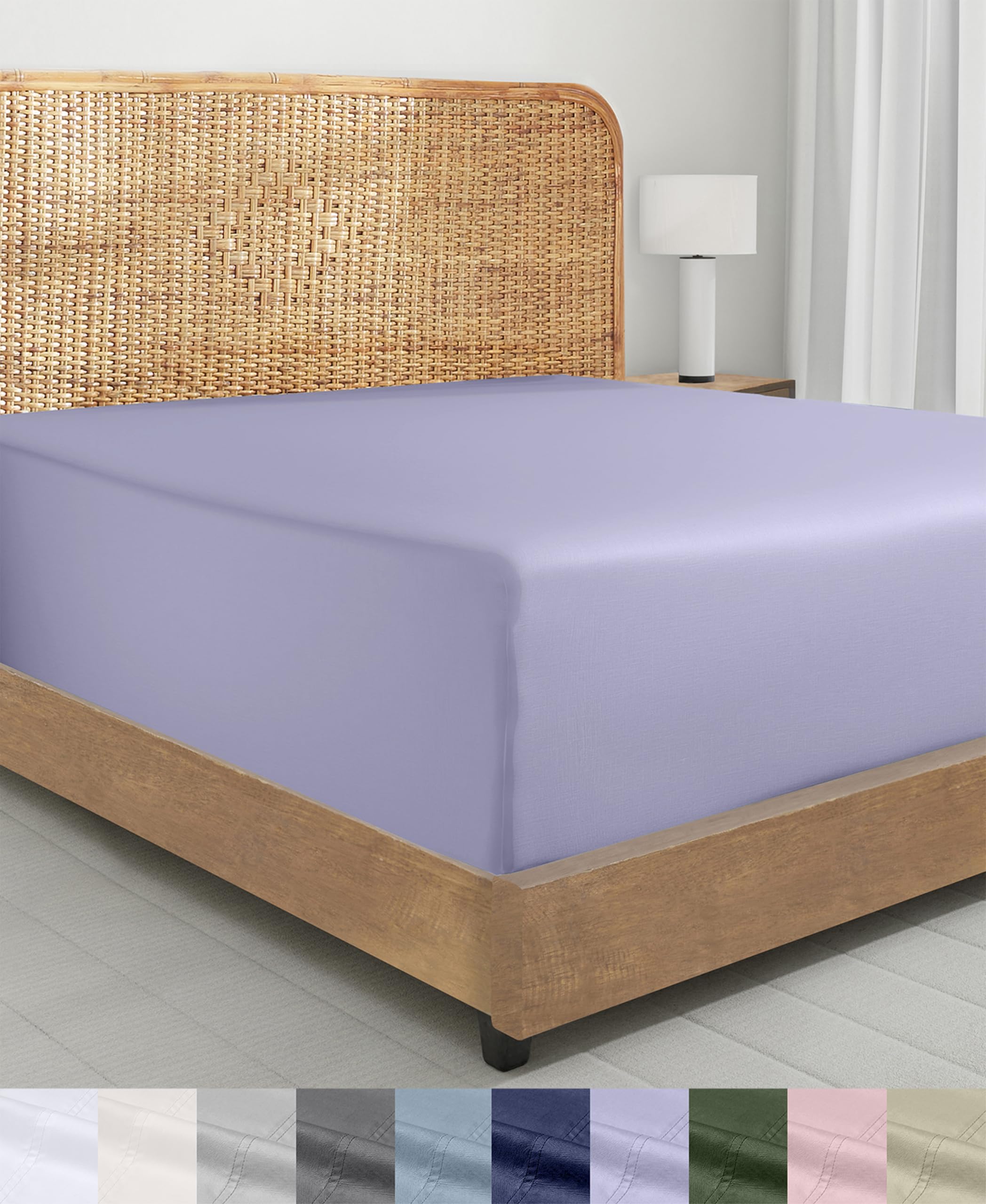 California Design Den 100% Organic Cotton Cal King Fitted Sheet, Lavender