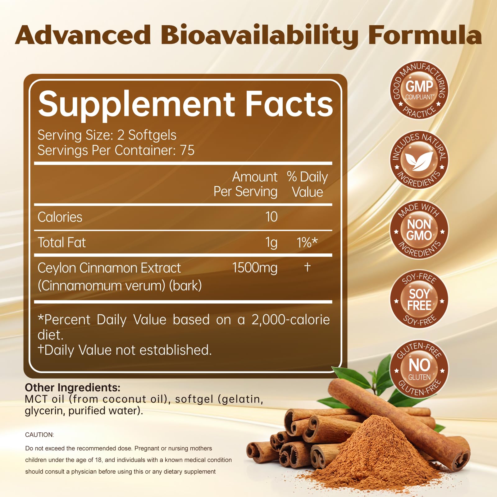 Ceylon Cinnamon with MCT Oil, 1500MG Max Strength per Serving — Amazon image 2