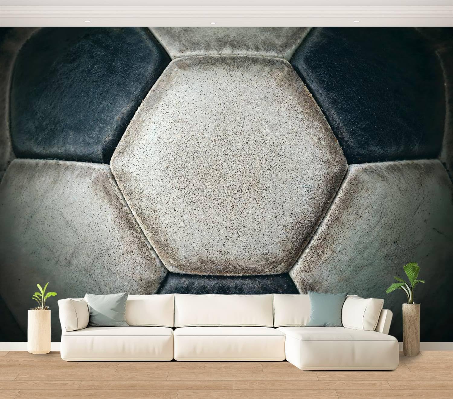 PVC Wallpaper Detail of an Old Soccer Ball Peel and Stick Removable Wall Paper for Living Room Bedroom Wall Decor Self Adhesive Wall Mural Sticker Home Decor, Multicolor 1, 100×144 inches