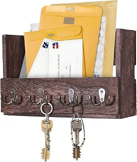 Bgnay Wooden Key Holder Wall Mounted Key Holders Brass Decorative Design Key Hanger Guitar Shape 10 Inch