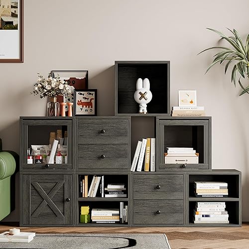 Miniatura 8 de FUSUNBAO Organizador mágico de almacenamiento de cubos apilables para el hogar, libros, ropa, juguetes, sistema modular de almacenamiento de