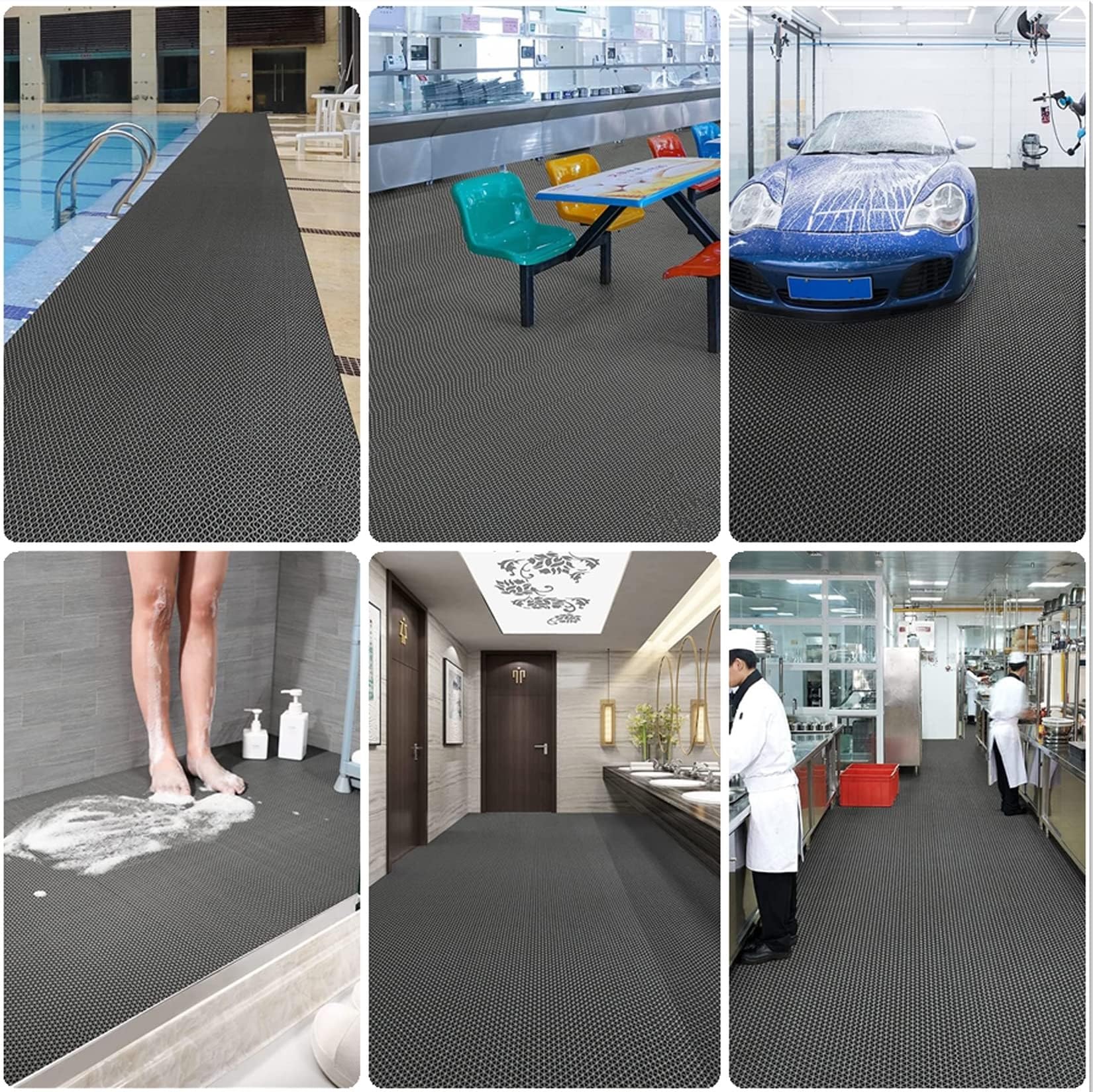 Tapis de Sol for Drainage extérieur Tapis de Piscine antidérapant en PVC Tapis for Zone Humide Commerciale for Restaurant Cuisine Salle de Bain Bars Garage Waterpark,1/5'' Thick,1-1.5m,(1.4*5m)