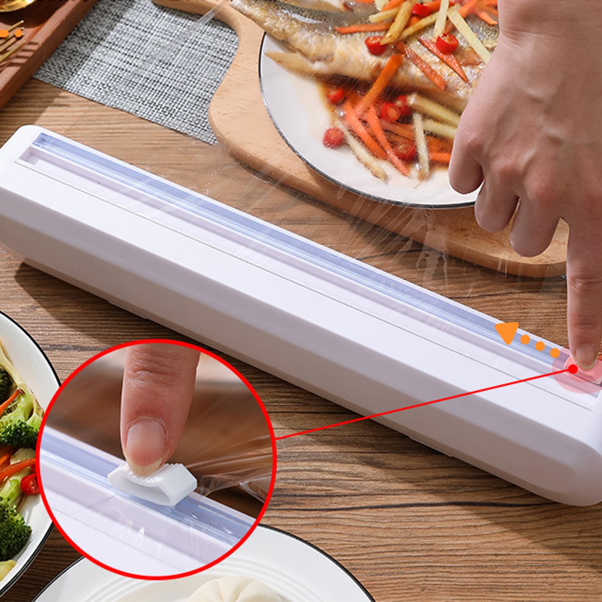 CINY Découpeur de film Étirable, Distributeur d'Emballage Alimentaire, Boîte De Rangement Et De Découpe Réglable, Pour Film Étirable, Feuille d'Étain, Cuisine à Domicile, Restaurant (Ventouse)