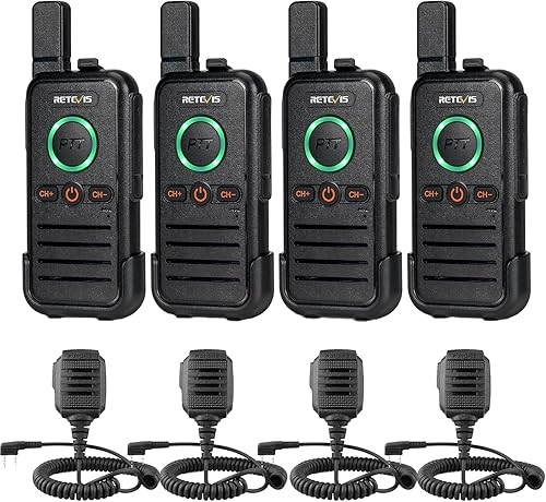 Miniatura 1 de Retevis RB45 Dual PTT Walkie Talkies Bundle con IP54 impermeable 2 pines altavoz micrófono, pequeña radio portátil de 2 vías recargable, alarma de