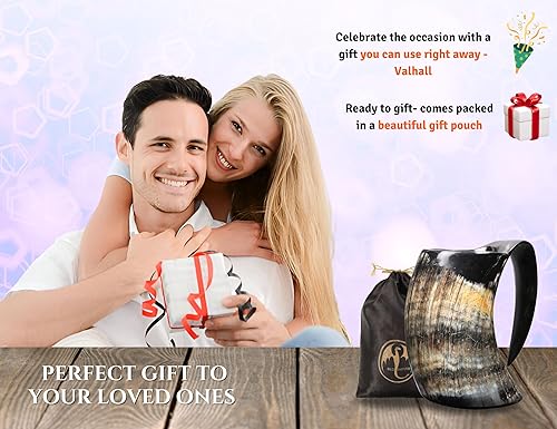 Miniatura 9 de Cuerno vikingo para beber  12 pulgadas con brújula vikinga grabada y funda de cuero  Taza de cerveza hecha a mano  Grado alimenticio  Cuerno de buey