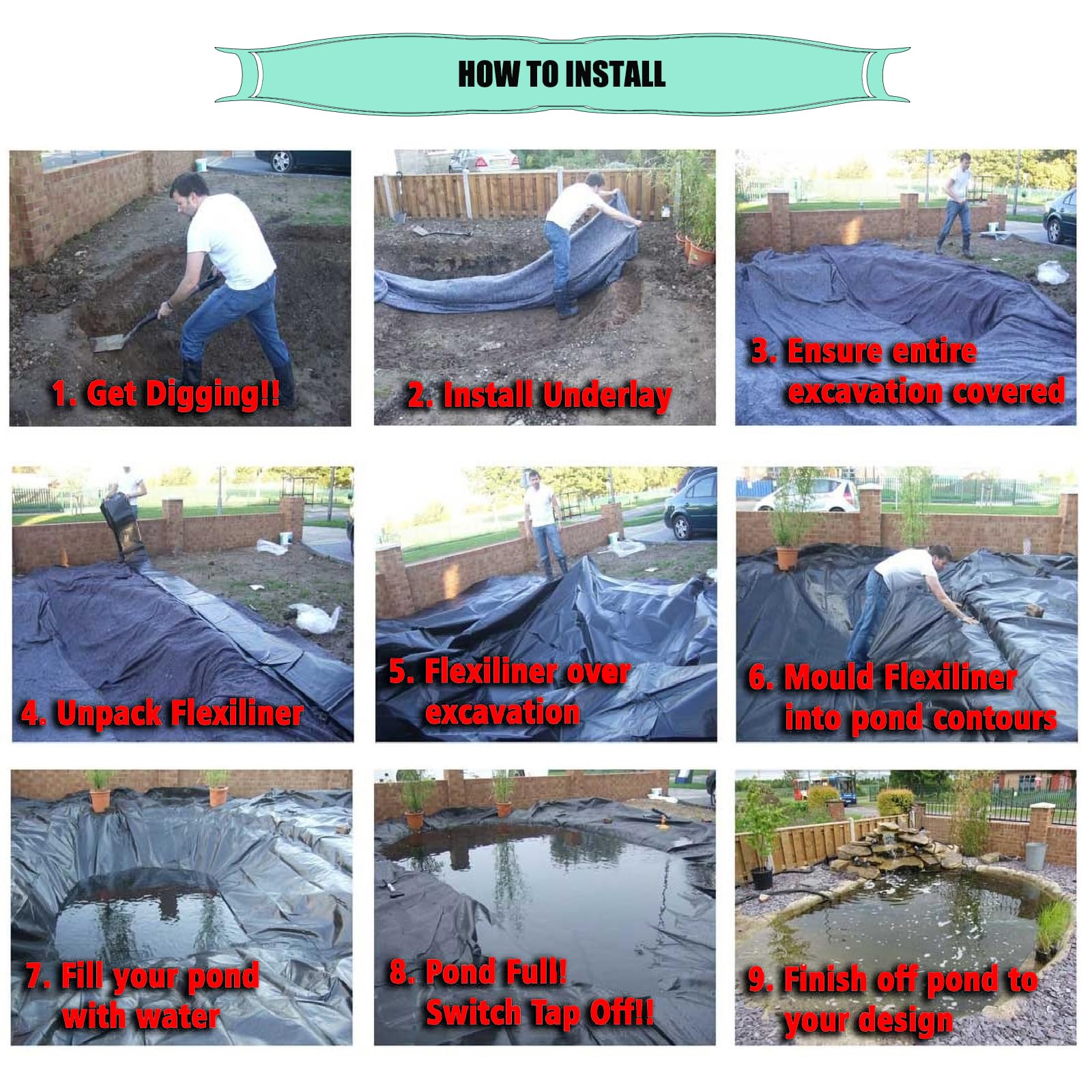 Recubrimiento Estanque HDPE, Duradero Flexible Estanques Peces Al Aire Libre Membrana Piscina Jardín Preformada para Una Protección Duradera Ideal para Paisajismo Flexible(Size:5 * 5m,Color:20S)