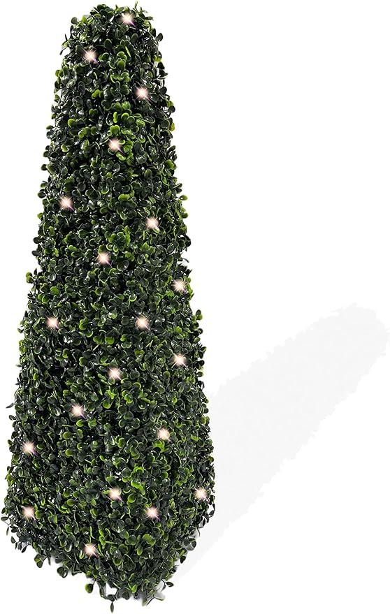 Best Artificial 2ft (60cm) PreLit Pyramid Obelisk Boxwood Topiary Tree