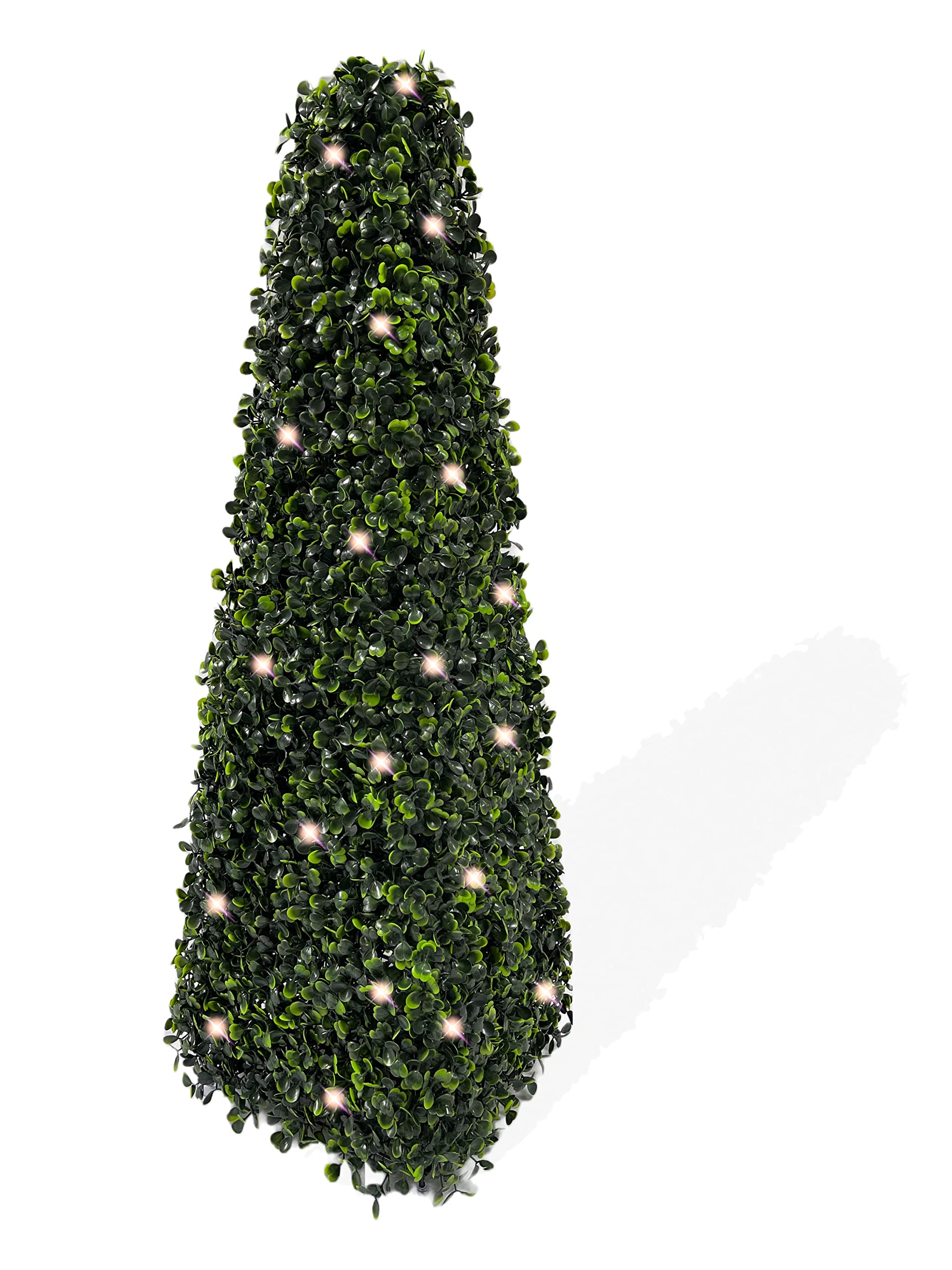 Best Artificial Bright White 2Ft (60Cm) Pre-Lit Pyramid Obelisk Boxwood Topiary Tree - Uv Protected