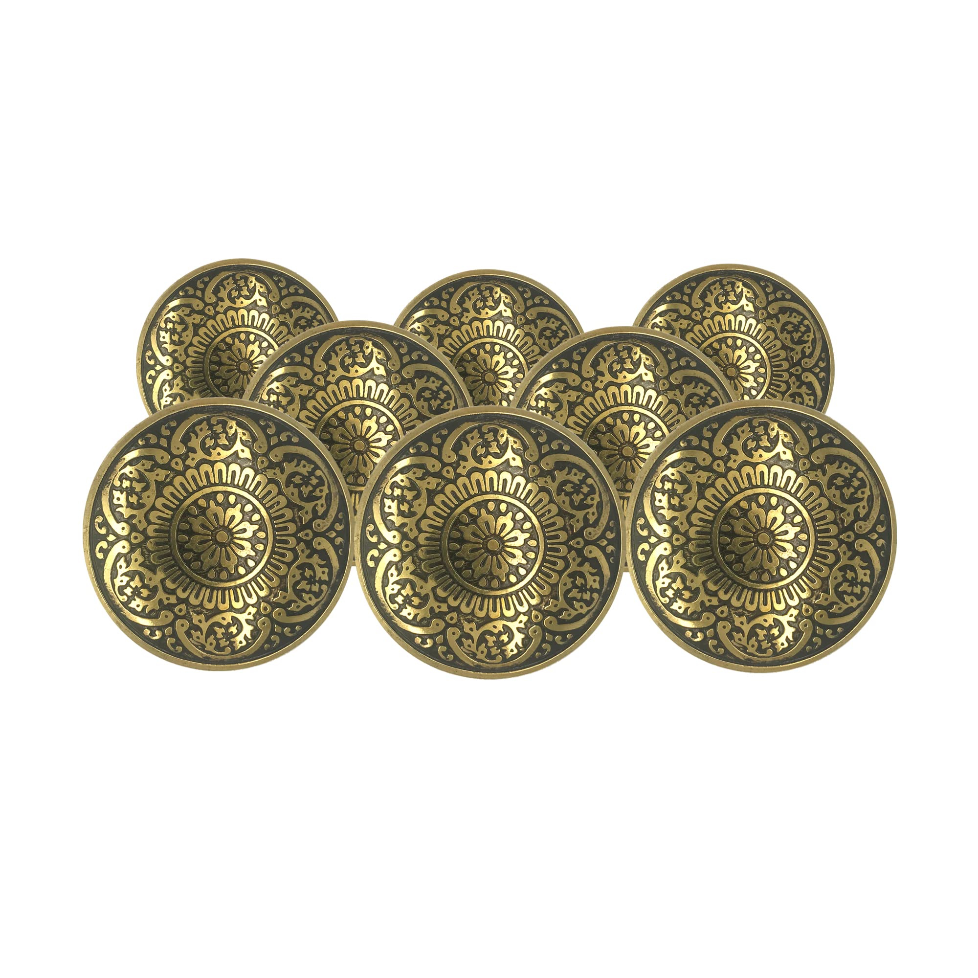 J P Hardware Mughal Knobs for Cabinets and Cupboards (Multicolour, Standard) - Pack of 8, Finish Type - Polished (Mughal Brass Black 3)
