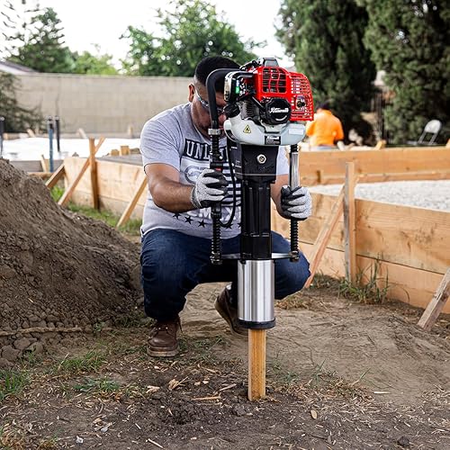 Miniatura 3 de XtremepowerUS 52cc Colocador de postes T impulsado por gasolina Taladro de postes de valla Motor de 2 tiempos con certificación EPA y estuche de