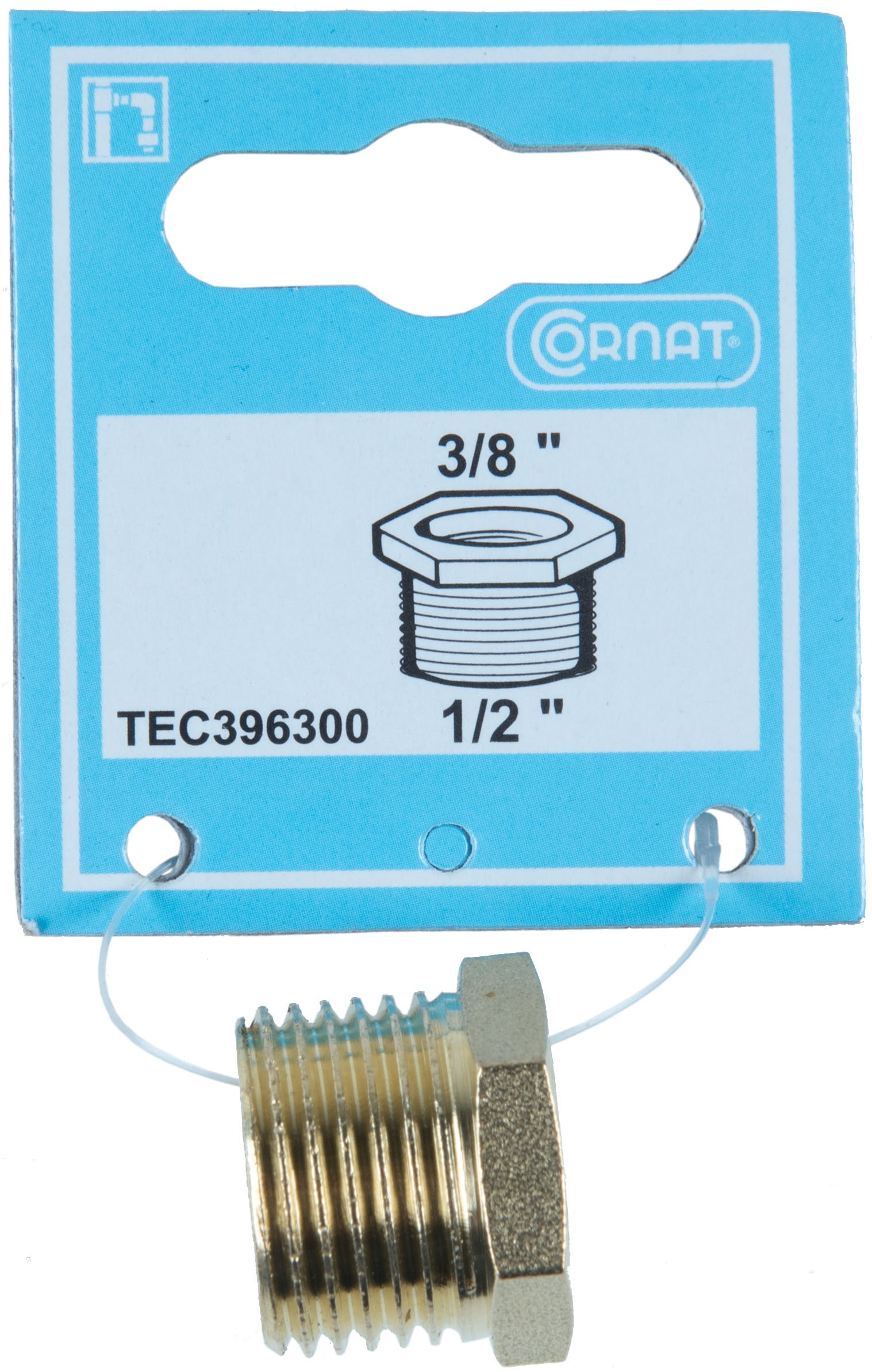 CORNAT TEC396300 Rękaw redukcyjny 1/2ETx3/8IT mosiądz, czerwony, 1/2 cala Aussengewinde x 3/8 cala Innengewinde