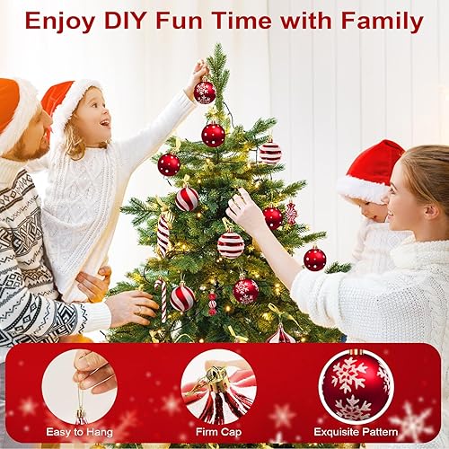 Miniatura 5 de QBA Juego de 50 adornos de bastón de caramelo de Navidad, decoraciones de árbol de Navidad con cuerdas para colgar, bolas de plástico inastillables