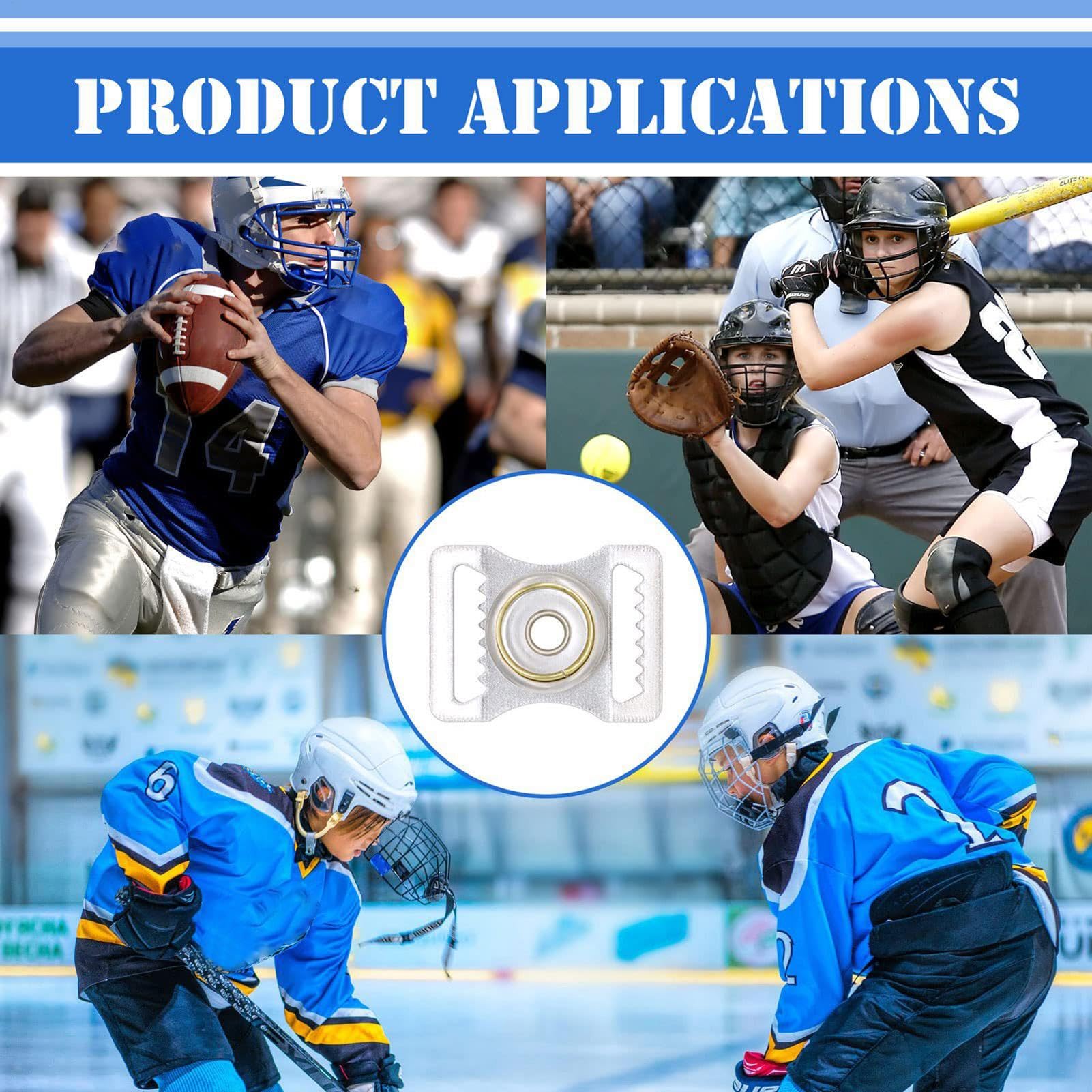 Kit de boucle de casque - 10 adaptateurs de mentonnière en acier inoxydable - Accessoires de casque - Kit de réparation multifonctionnel pour football, baseball, hockey, softball