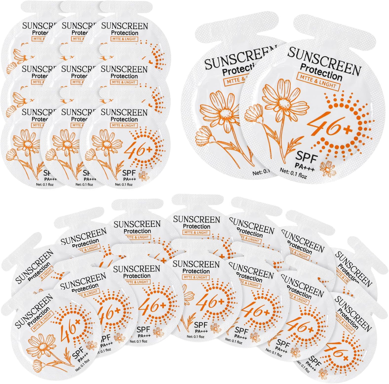 50 Pcs Sunscreen Bulk Mini Travel Size Sunscreen Packets SPF 46+ Summer Party Gifts for Women Girl