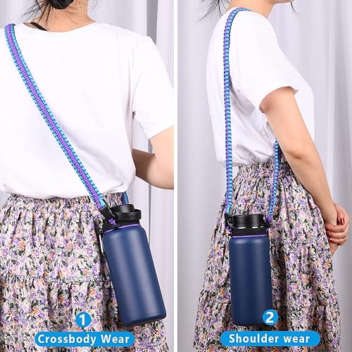 Miniatura 5 de Wongeto Mango de cuerda de paracaídas 2.0 con correa para el hombro compatible con Hydro Flask 2.0 correa de botella de agua de boca ancha