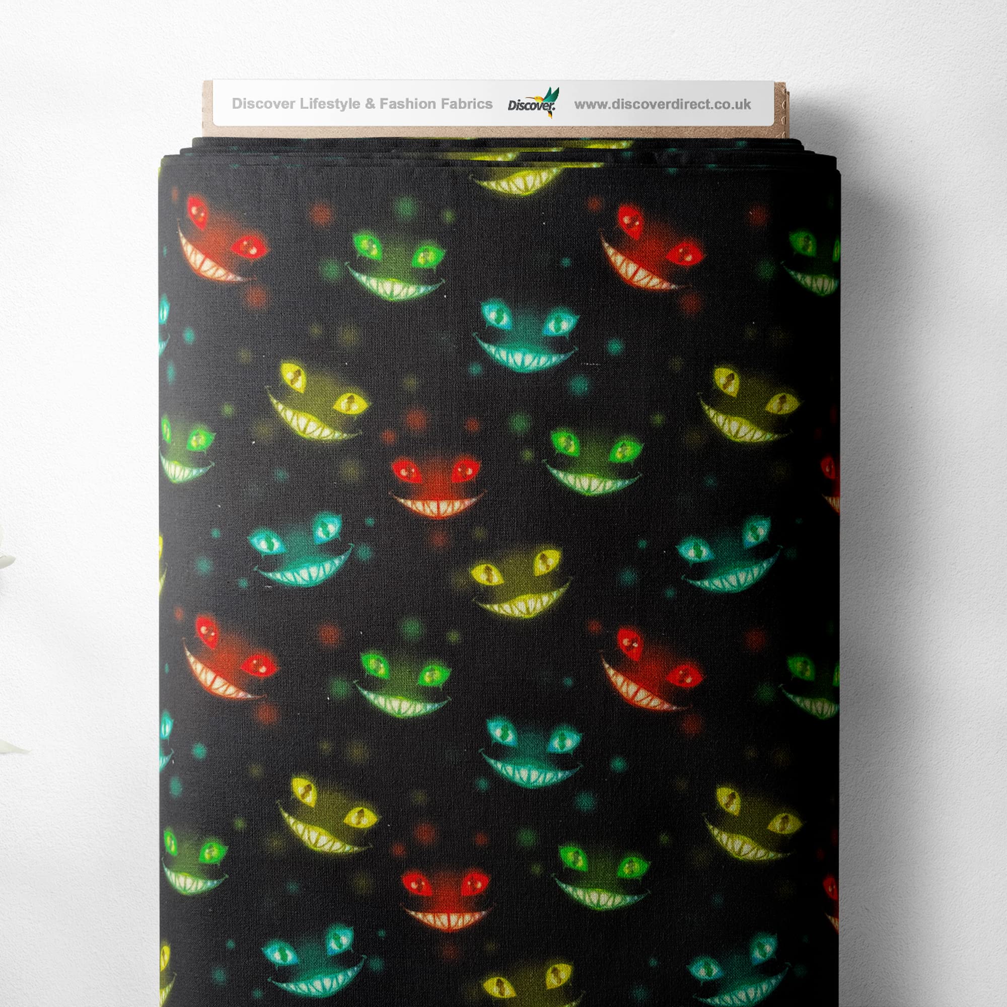 100% Cotton Halloween Spooky Scary Printed Design Quilting Craft Dress Quality Sewing Fabric Material | 55" - 140 cm Wide (per Metre, Cheshire Critters)
