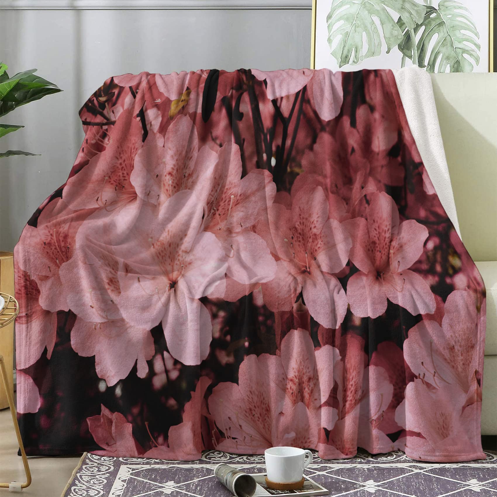 Plaid fleurs de cerisier BUKITA rouge pour éliminer la fraîcheur du soir