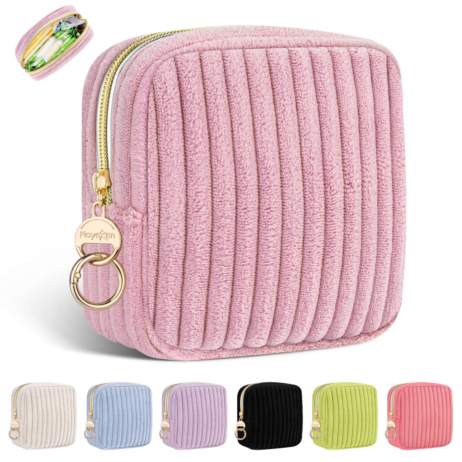 Tampon Tasche Binden Aufbewahrung Hygienebeutel für Damenbinden Damen Tampons Perioden Tasche Vliesstoff Organizer Unterwegs Notfalltasche Schule Mädchen Erste Periode Set Braut Geschenke(Rosa)