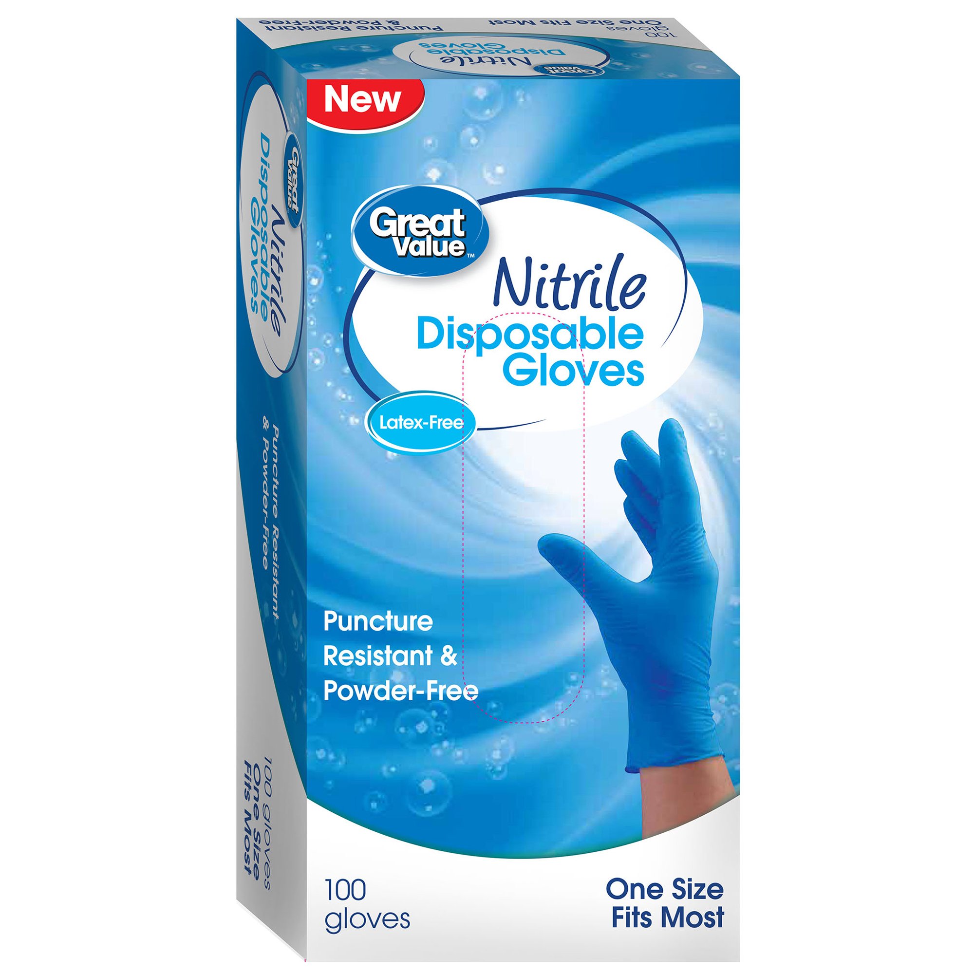 Great Value Nitrile Disposable Gloves Latex-Free Puncture resistant powder free 100
