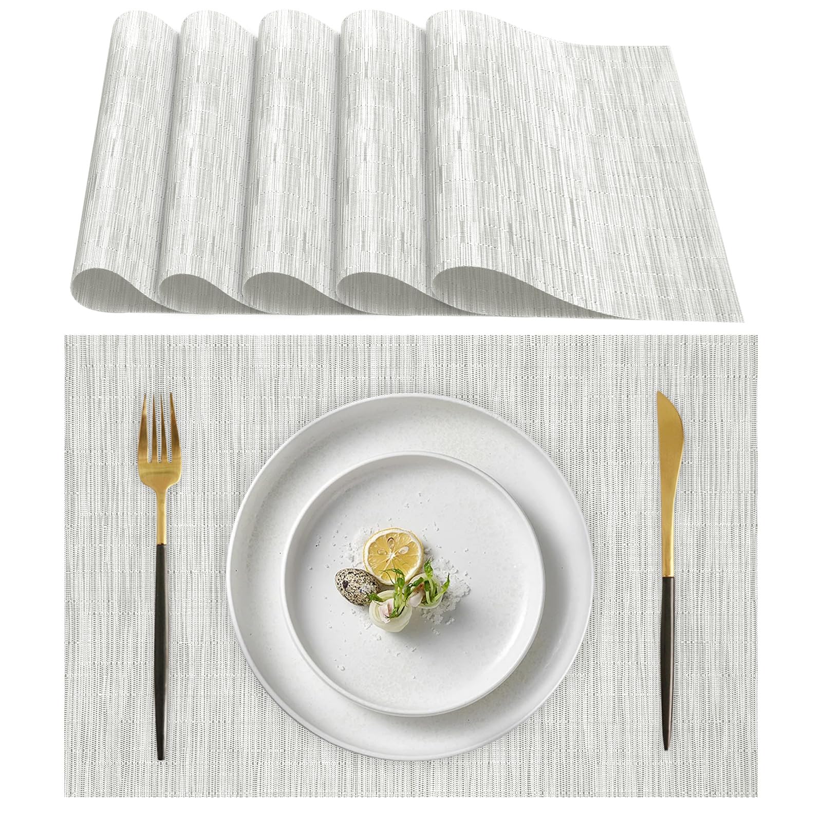 Lumaca Set van 6 Wasbare Placemats, (70% PVC en 30% Polyester) Ontbijtplacemats, Makkelijk Schoon te Maken, Antislip, Hittebestendig, Ideaal voor de Keukentafel, Rood
