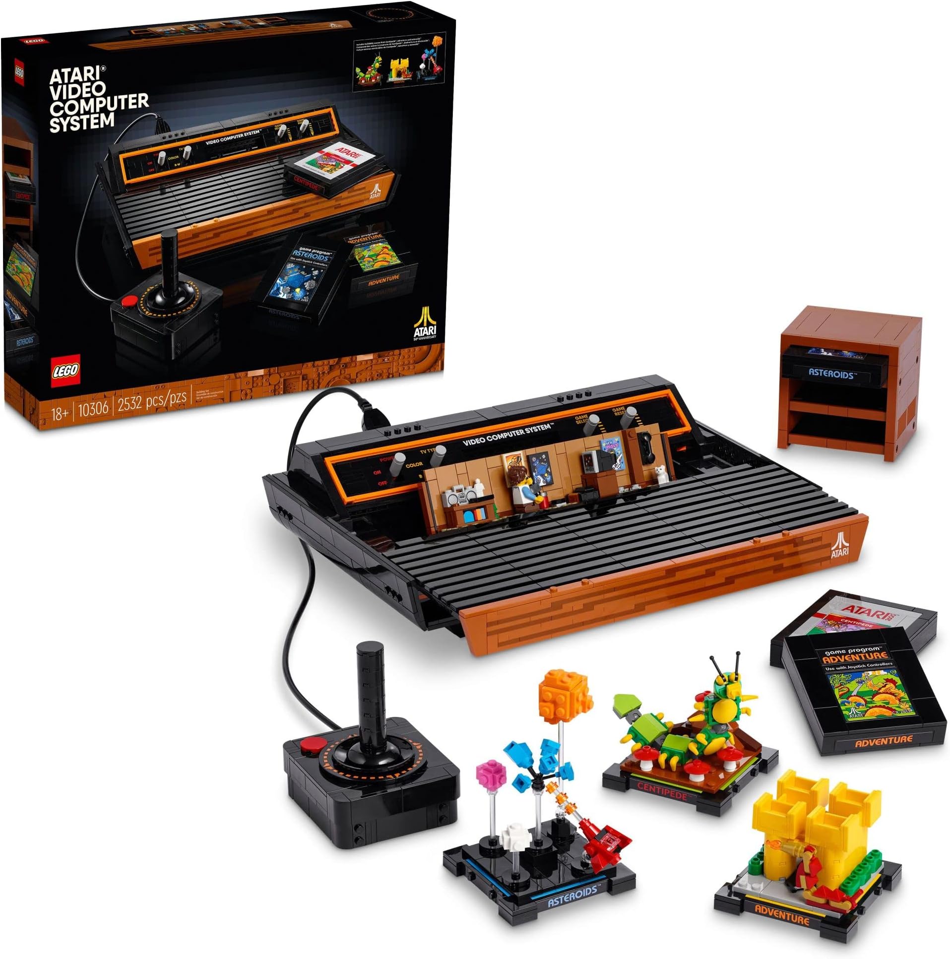 Icons Atari 2600 Building Set 10306 - Retro Video Game Console and Gaming Cartridge Replicas, Featuring Minifigure and Joystick, Nostalgic 80s Gift for Gamers and Adults