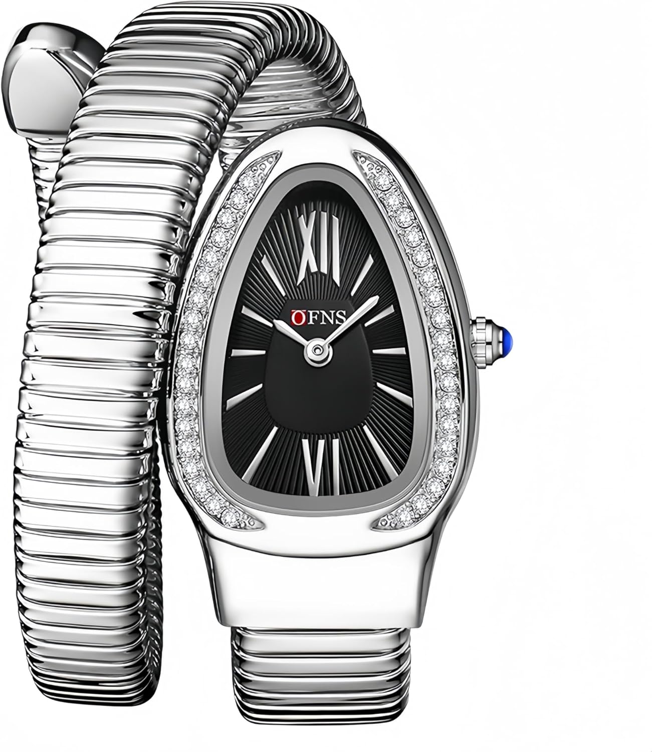 OFNS Snake Watches for Women Luxury Women's Snake Shape Bangle Watch Diamond Quartz Wristwatch Ladies with Roman Numerals Dial