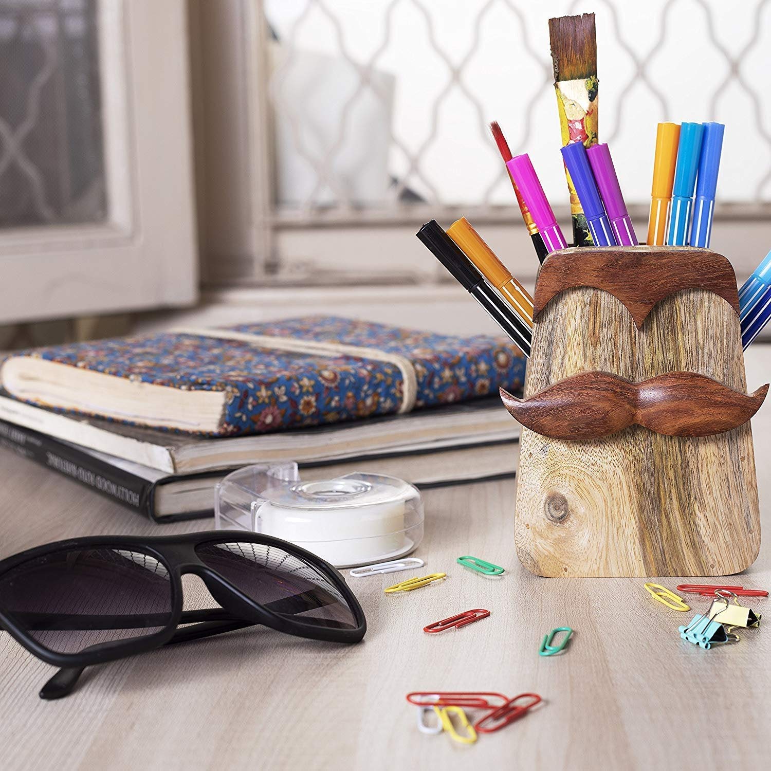 Buy Batra Wooden Naughty Boy Office Desk Organizer, Eyeglass Stands