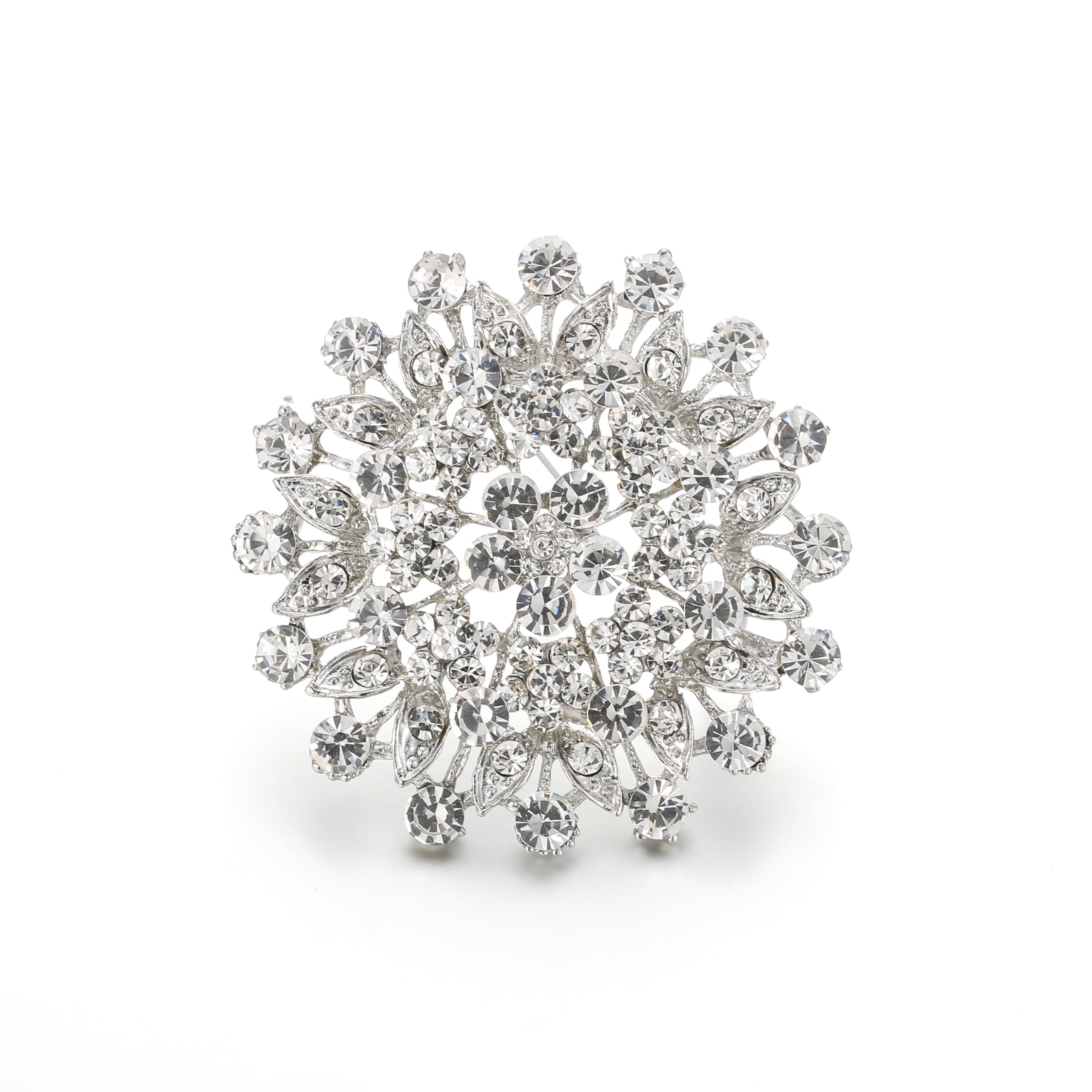 EVER FAITH Women's Austrian Crystal Elegant Flower Leaf Bridal Corsage Brooch Pin