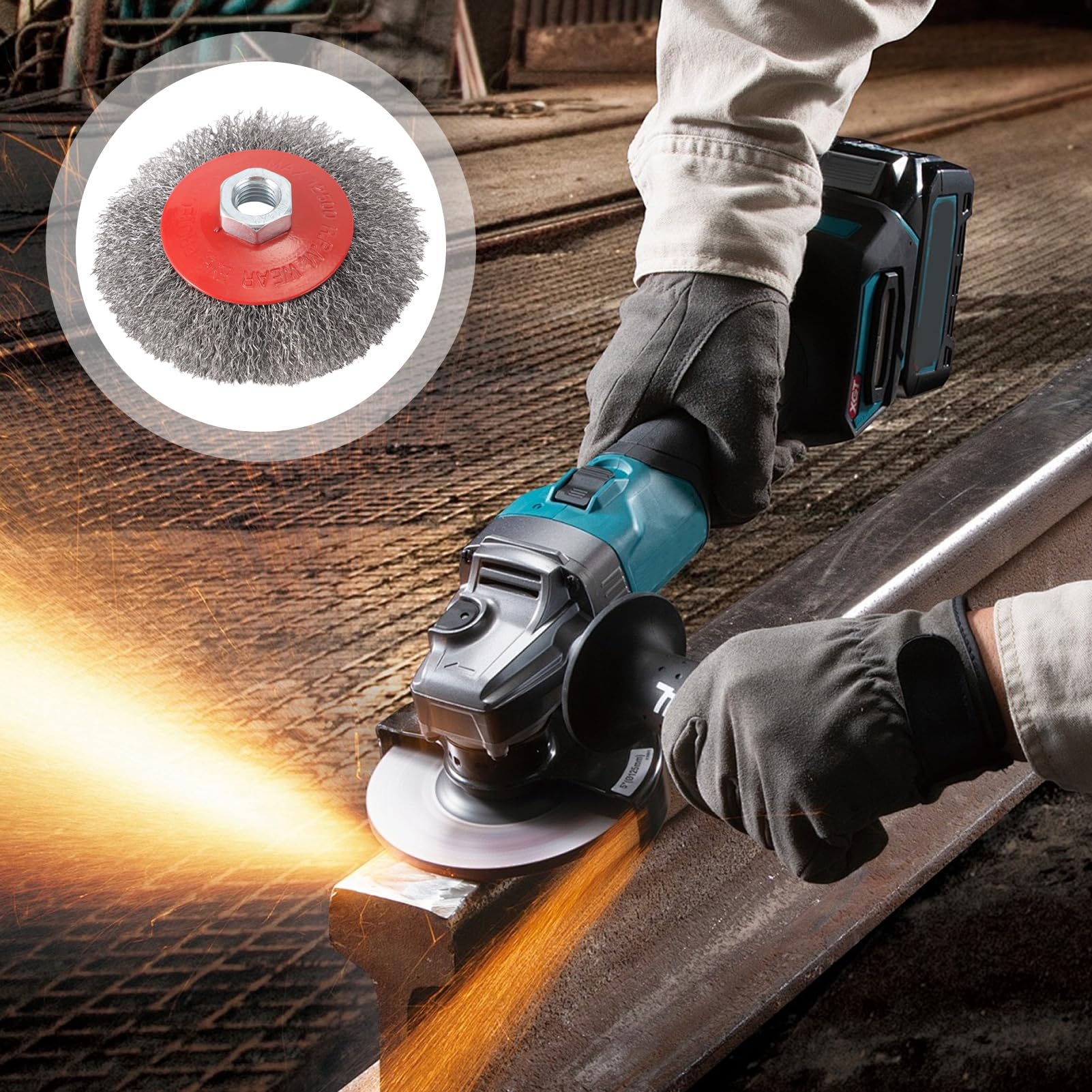 ZHEHNSA Drahtbürsten Set 8-tlg Für Winkelschleifer - M14 Gewinde 75-120mm Für Rost & Reinigung