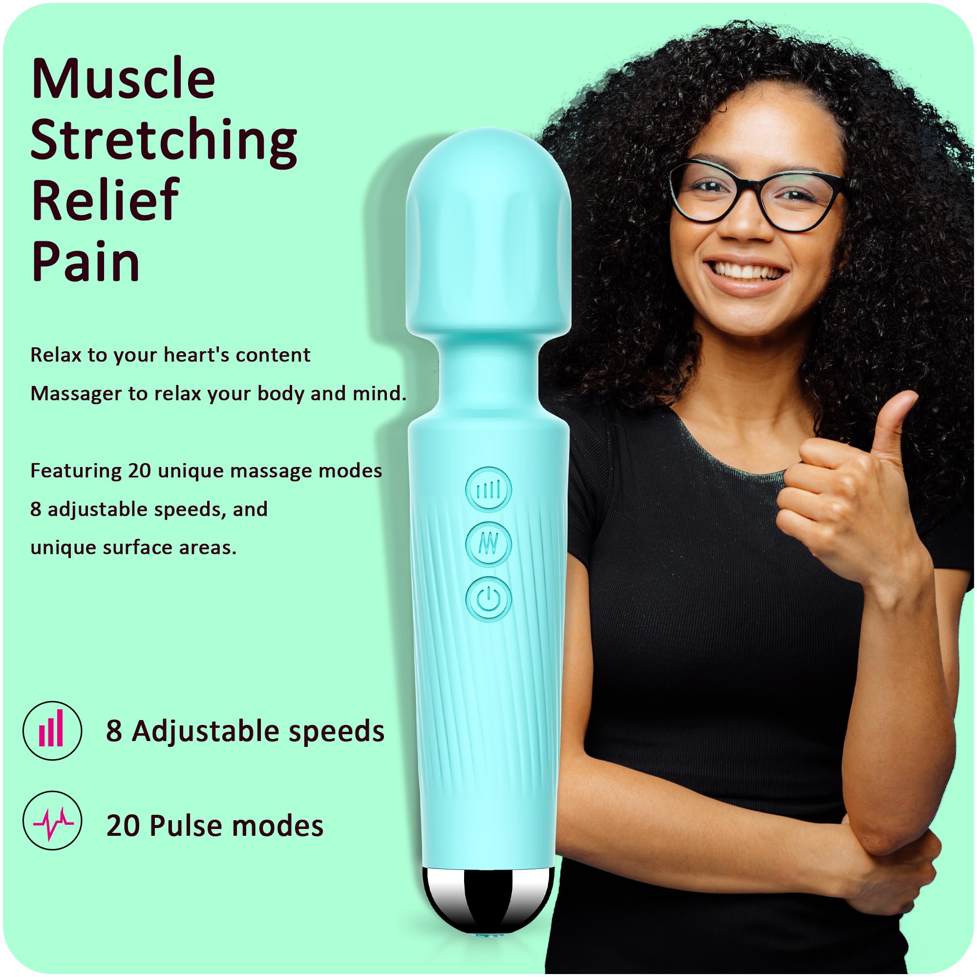 Vibrator Wand,Adult Sex Toy Wand, G Spot Dildo, Clit Vibrator, Sex Vibrators,Clitoris Stimulation,with 8 Speeds & 20 Patterns,Fully Waterproof,Vibrating Wand for her Pleasure (Rose Red): Large Blue