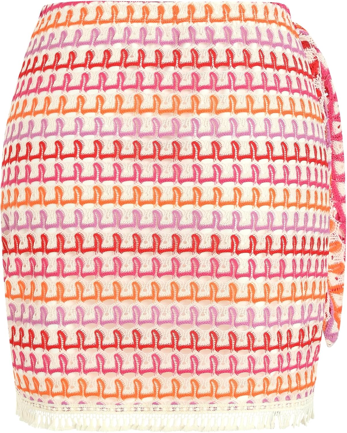 ZAFUL Mini Skirts for Women Side Slit Tie High Waist Stretchy Stripe Ruched Casual Short Skirt for Beach Vacation