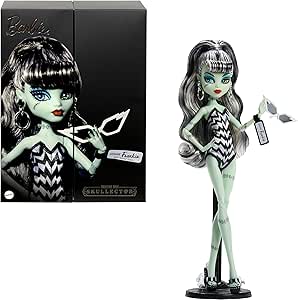 Monster High x Barbie Frankie Stein Doll with Original Barbie-Inspired Swimsuit and Solo in The Spotlight Black Evening Dress, Accessories