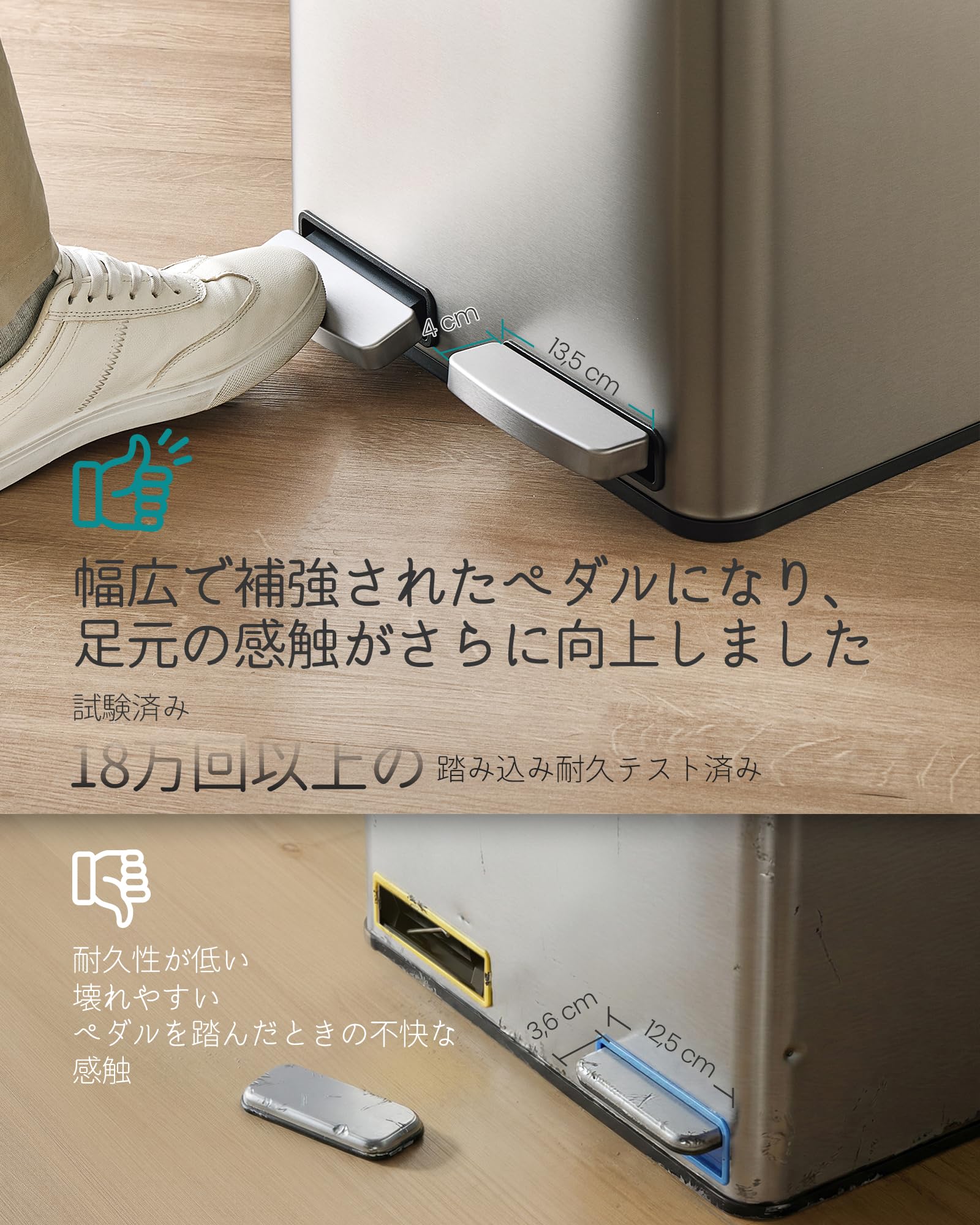 Amazon.co.jp: SONGMICS ゴミ箱 分別 ふた付き 2x15 L 2分割 キッチン