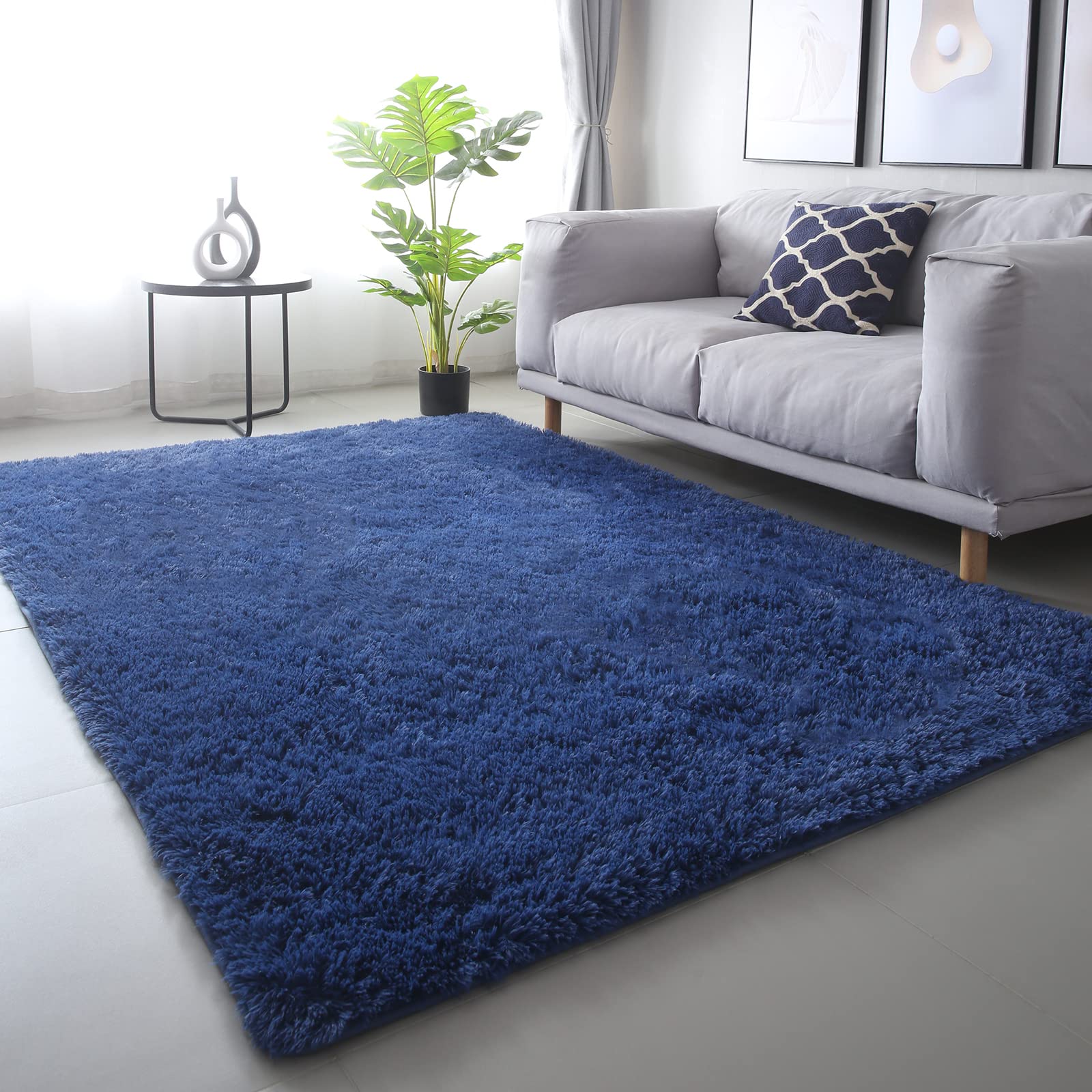 Area Rug 7x10 Living Room: Blue Area Rugs 7X 10 Carpets for Living Room - Shag Area Rug Modern Indoor Soft Shaggy Fuzzy Floor Carpet for Bedroom (Blue