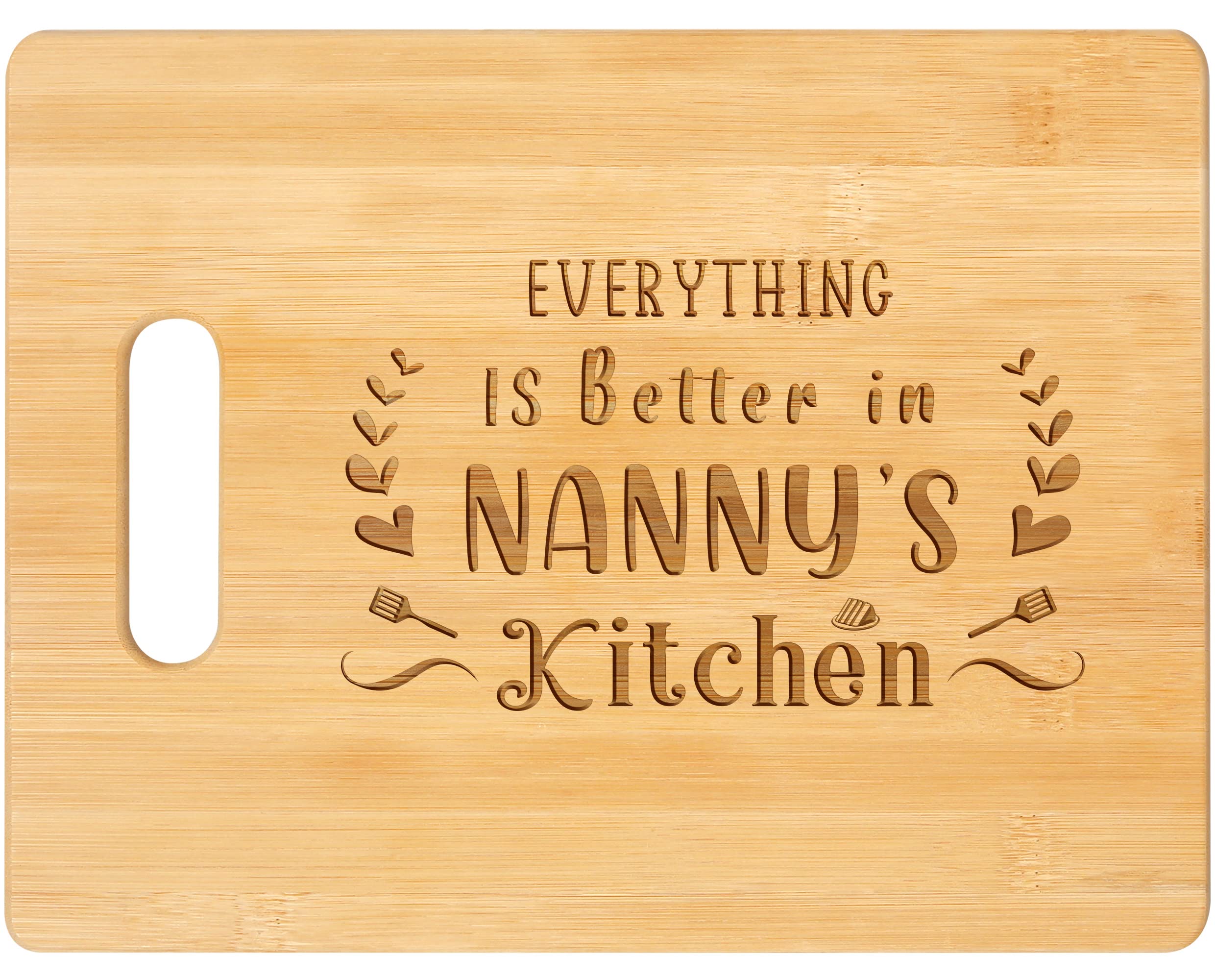 Nanny Gifts from Grandchildren, Best Gifts for Nanny Nana Nan or Grandma, Unique Engraved Bamboo Cutting Board with Warm Saying, Useful Nanny Birthday Gifts, Funny Kitchen Presents for Nanny