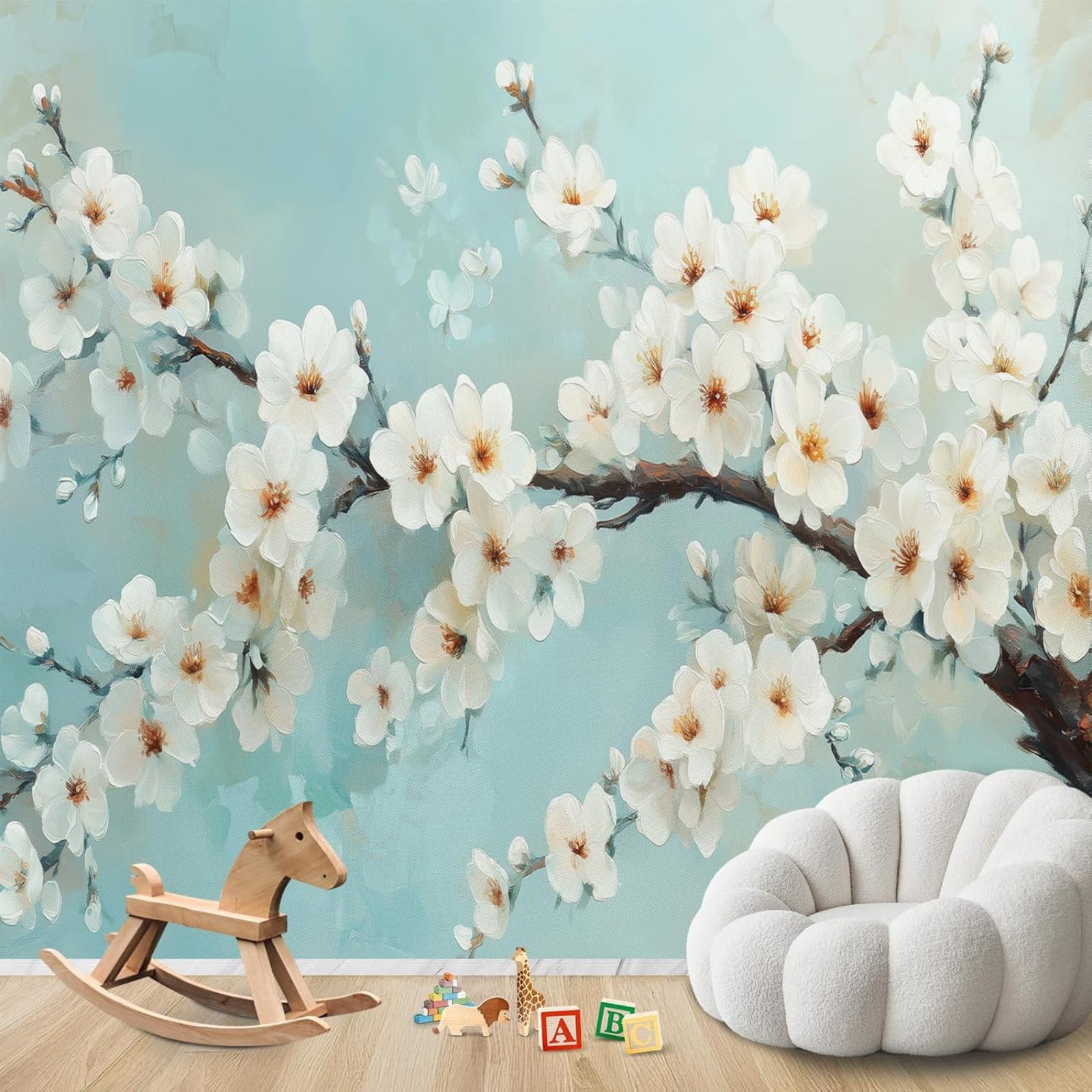 hgjdjhnf Photo Wallpaper Blossom Branch Japanese Cherry Blossom Non-Woven ModernLiving Room Bedroom Children's RoomDecoration Motif Wallpaper,430cmx300cmSticker - Background- Painting -