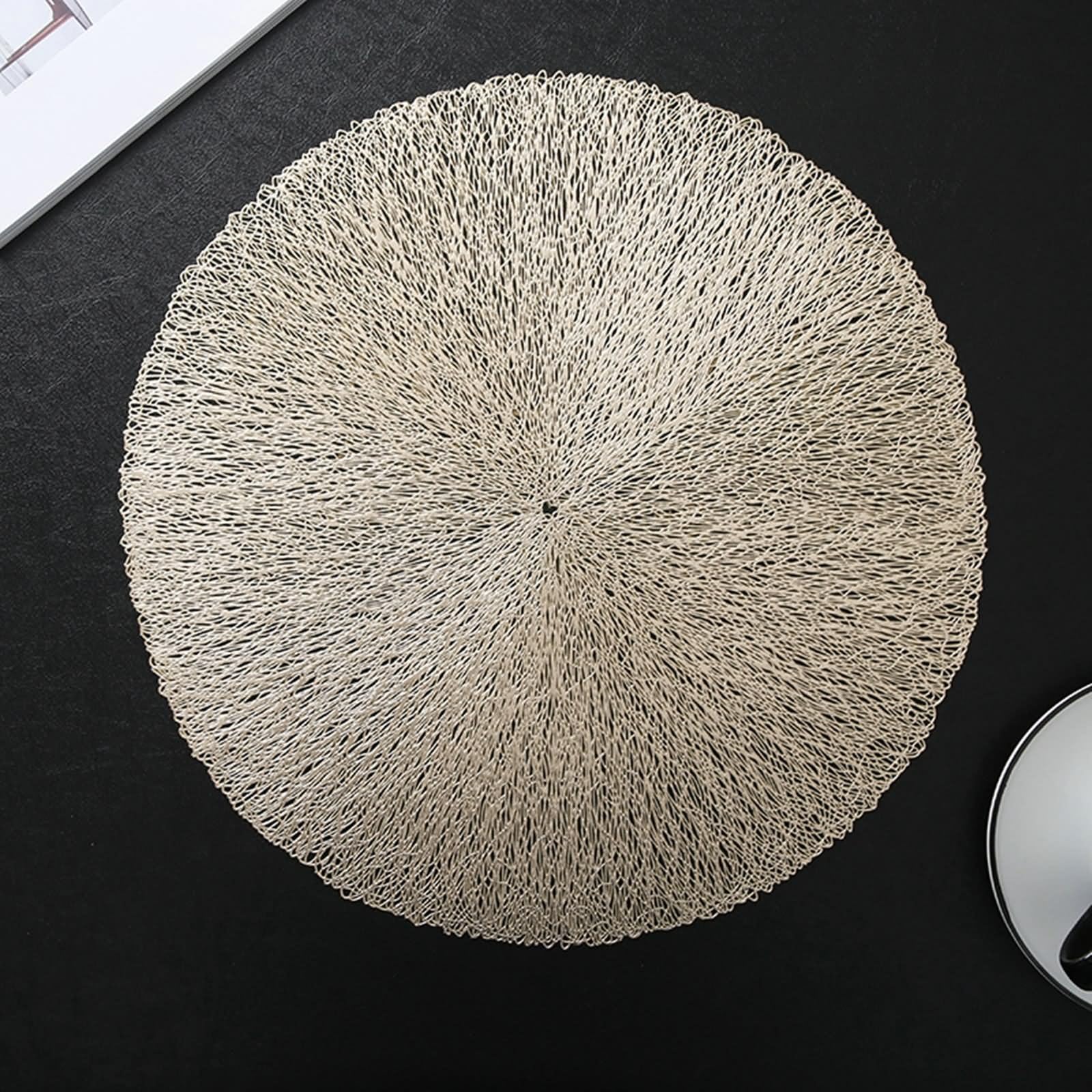 Set de Table 6 Personnes, Or Set de Table XXL 38cm Rond PVC pour Cuisine, Salle à Manger, Maison et Hôtels