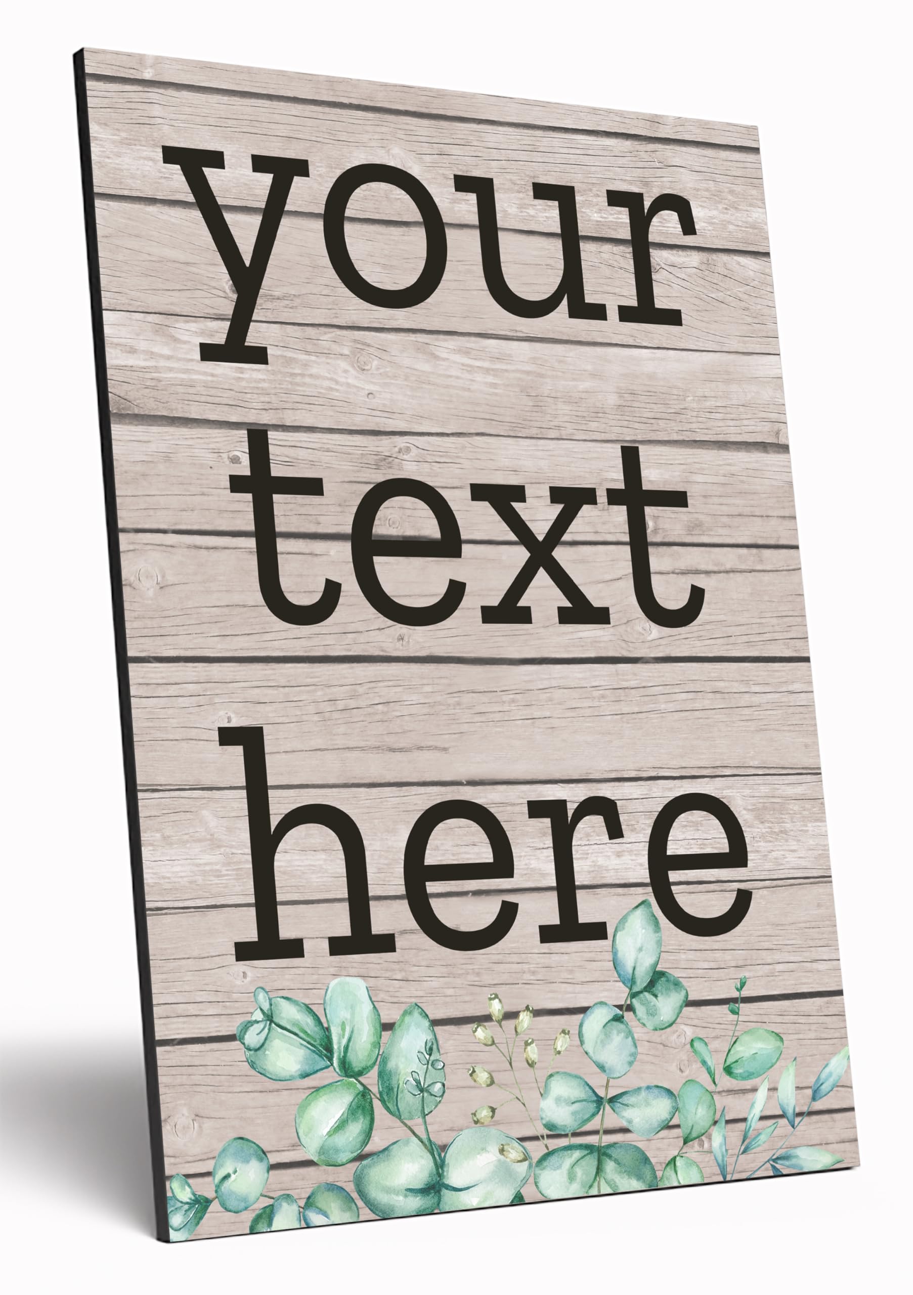 The Plum Penguin Personalised A4 Wooden Wall Hanging Sign Custom Printed Art Quote Words Any Text Leaves Boho Style