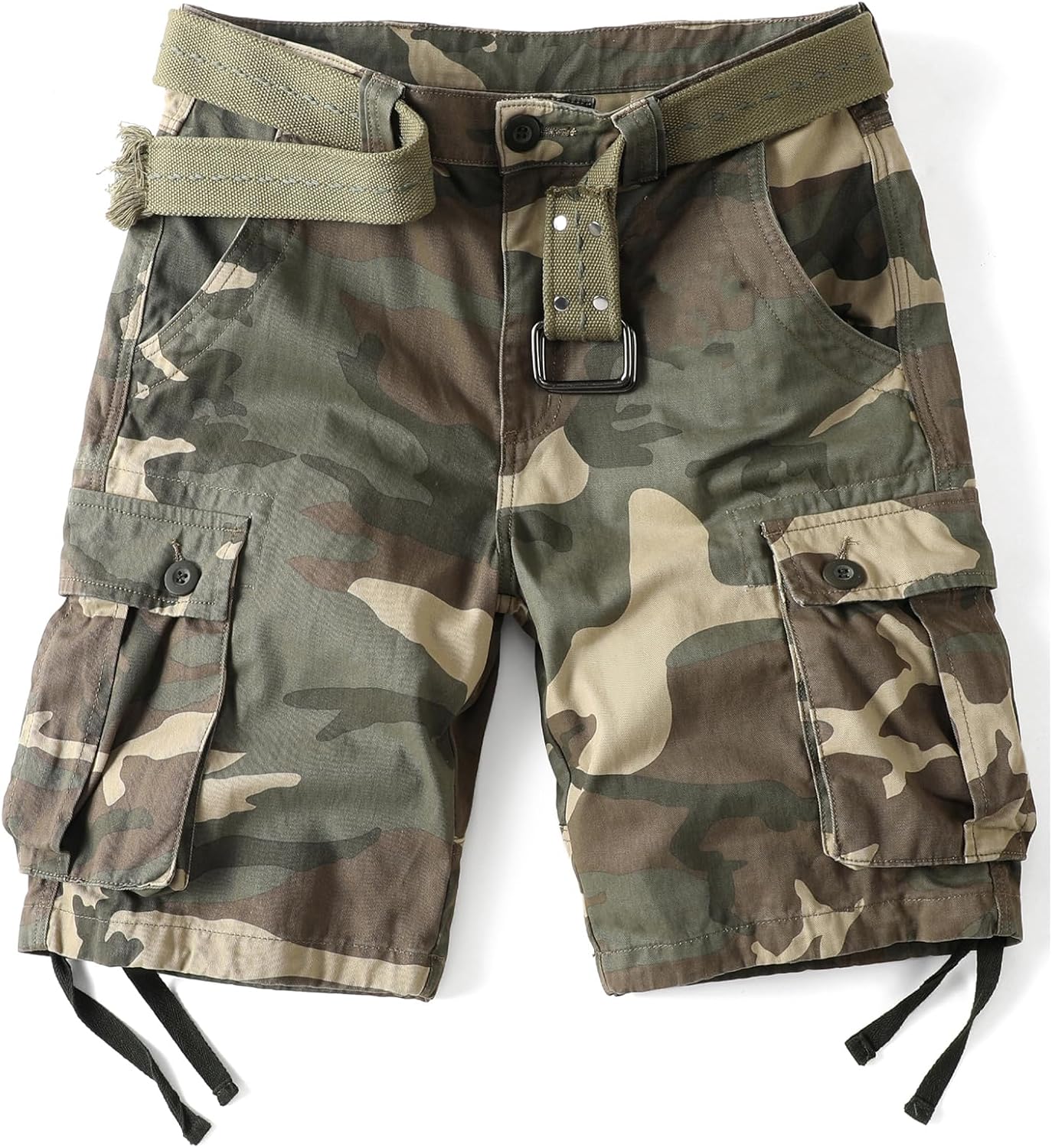 Camo Cargo Shorts for Men Cotton Casual Wild Outdoor Work Relaxed Fit Shorts with Multi-Pockets