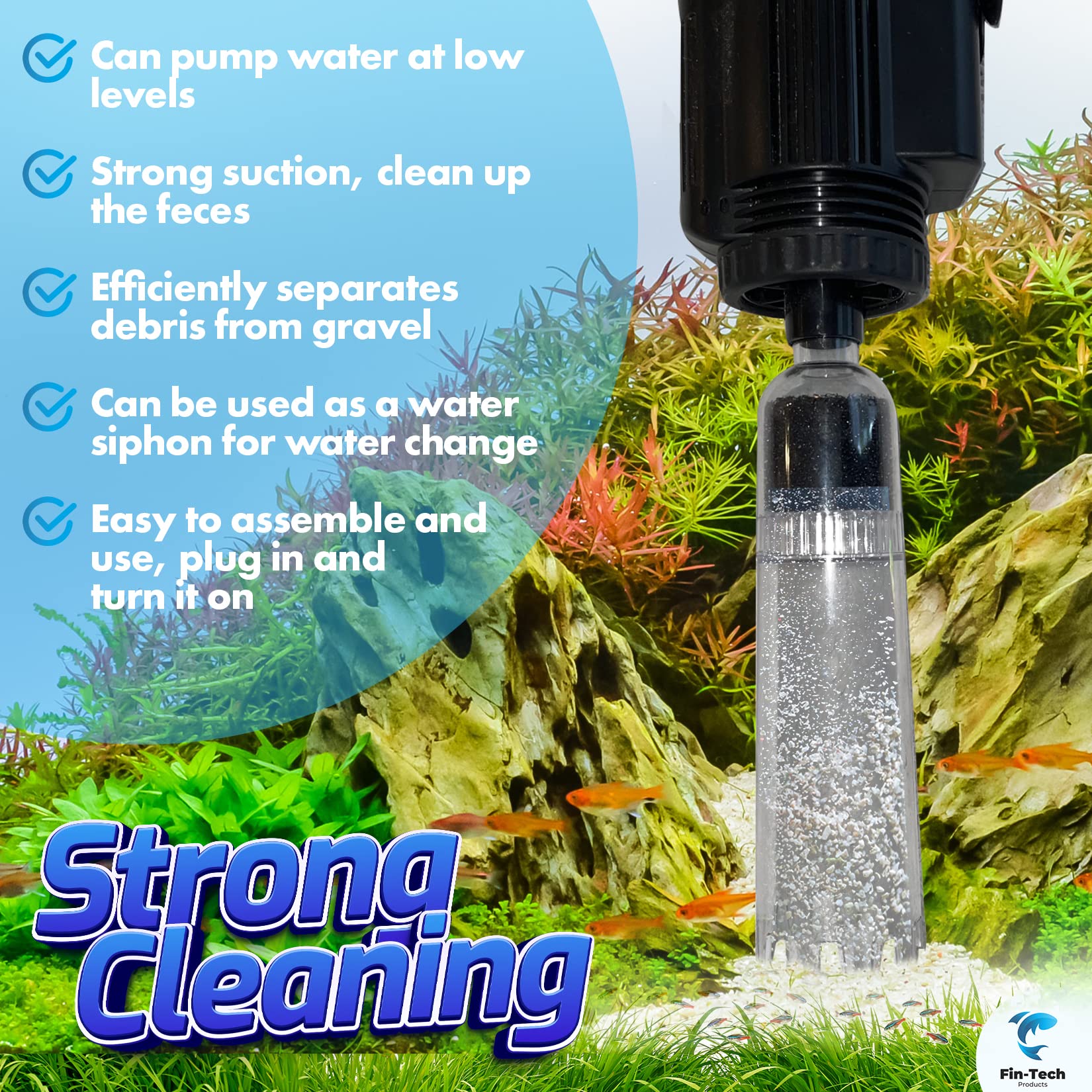FinTech Aquarium Gravel Cleaner Quickly and Easily Clean Your