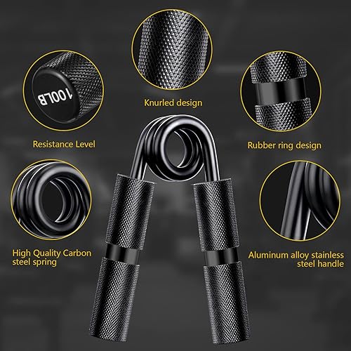 Miniatura 3 de Wettarn Juego de 7 unidades de entrenamiento de fuerza de agarre de 50 a 350 libras de metal fortalecedor de agarre de mano antideslizante