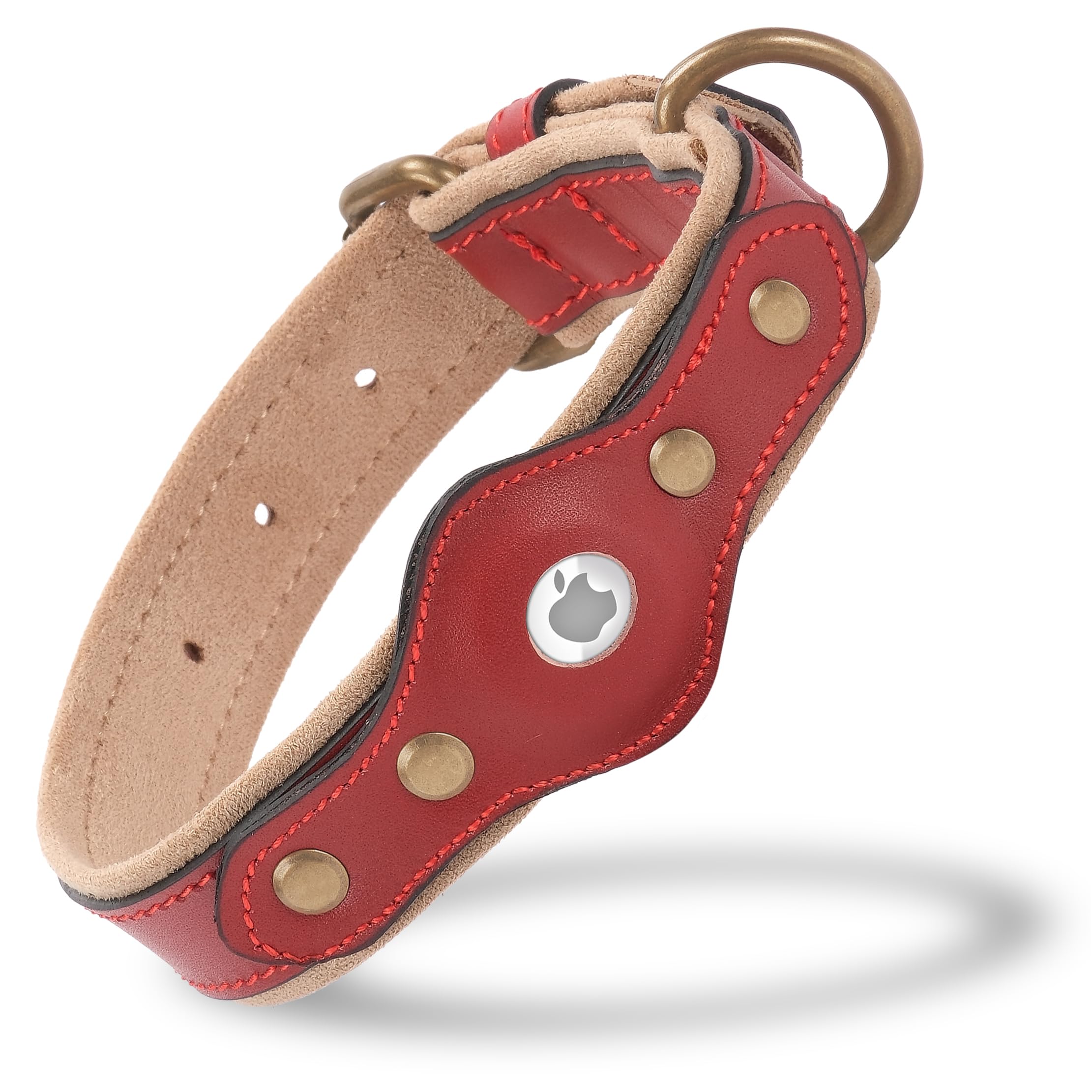 Filbert Collar de perro con soporte para Airtag, collar de perro Airtag, collar de cuero para perro Airtag, collares de cuero para perros grandes compatibles con Apple Air Tag, collar Airtag 5